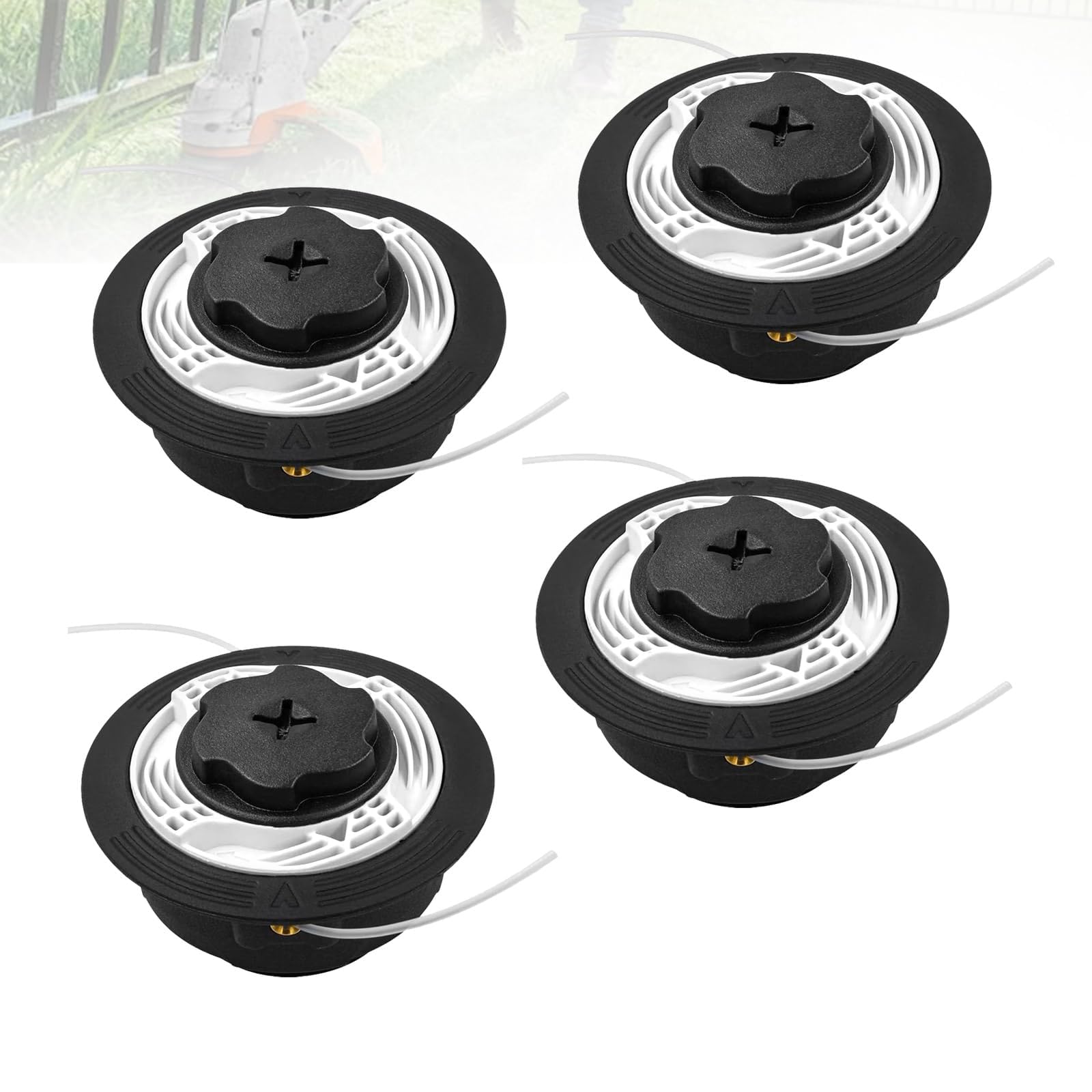 4 Stück Autocut C6-2 Mähkopf für Stihl Motorsense, Fadenkopf mit Tippautomatik Mähkopf Fadenkopf Rasentrimmer Kopf Fadenspule für Stihl Trimmer FS38, FS40, FS45, FS46, FS50, FSE60, FSE71, FSE81 (4)
