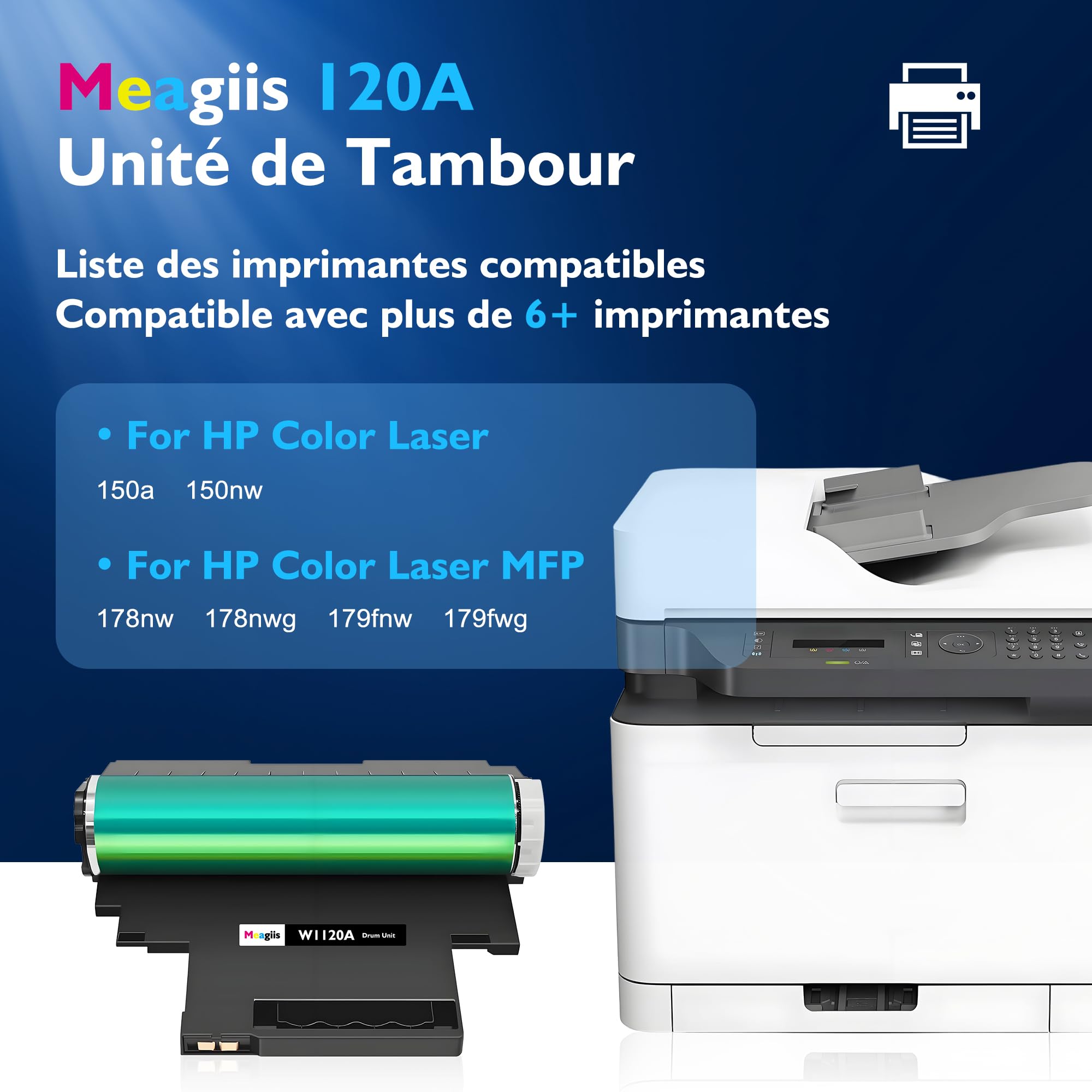 120A W1120A Unité de Tambour compatibles pour HP 120A W1120A Tambour pour HP Color Laser 150nw 150a Laser MFP 179fnw 179fwg 178nw 178nwg (1 Pack)