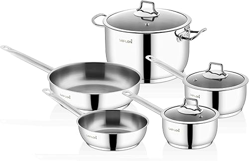 Sartén de 2 piezas de acero inoxidable con parte inferior capsulada de tres capas, lista para inducción, apta para horno y lavavajillas