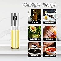 Vista 4 de Daily Treasures Paquete de 2 botellas de vidrio de aceite de oliva con boquilla precisa mejorada de 3.4 fl oz con botella de cepillo de aceite