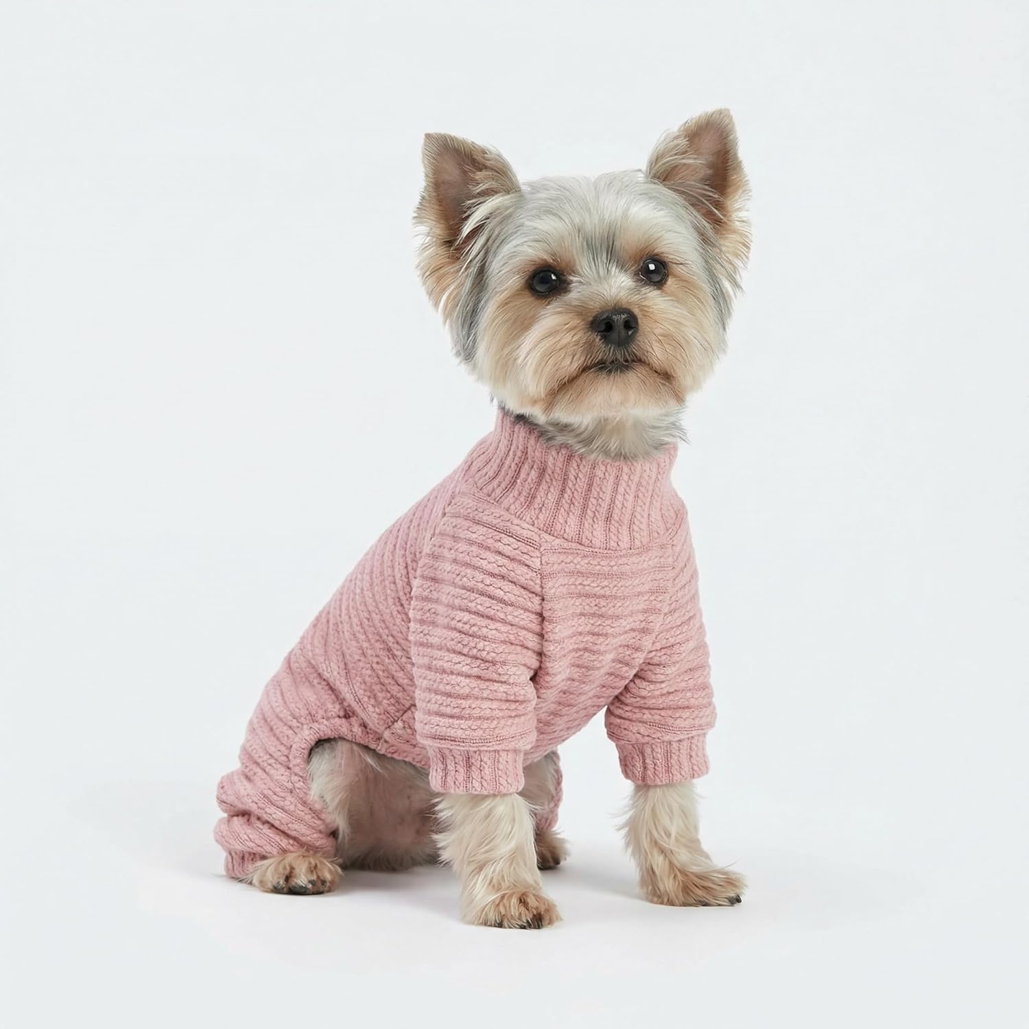 Fitwarm Turtleneck Knitted Dog Sweater Puppy Pajamas Thermal Doggie Winter Clothes Knitwear Pet Coats Cat Apparel Pink XXL