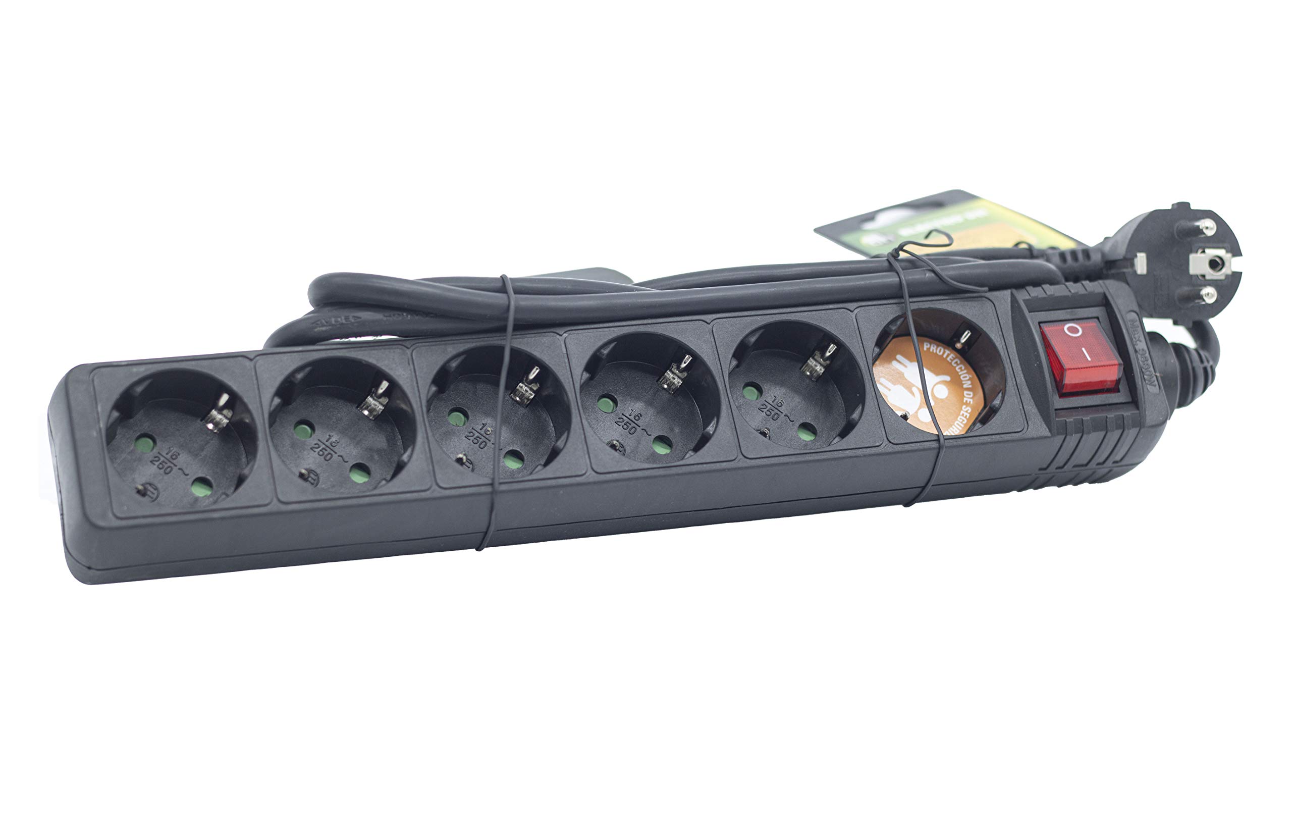 BASE MÚLTIPLE VIVAHOGAR 6 TOMAS CON CABLE 3X1,5 3 METROS + INTERRUPTOR
