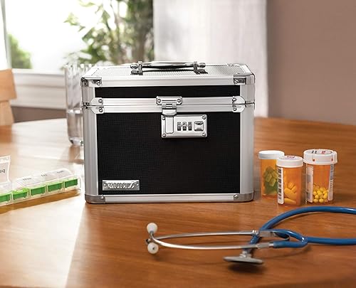 Miniatura 2 de Caja de seguridad Vaultz con combinación 725 x 10 x 775 pulgadas caja fuerte para dinero documentos y medicamentos color negro