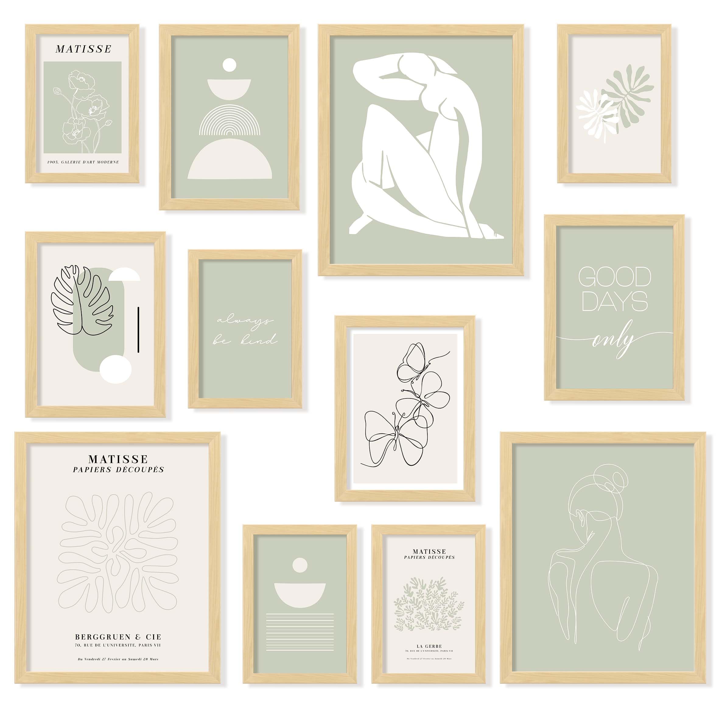 97 Decor Sage Green Posters for Room Aesthetic - Matisse Sage Green Wall Art Prints, Abstract Boho Pictures, Neutral Boho Wall Art, Beige Green Dorm Decorations for Teen Girls (8x10 Unframed) — image 1