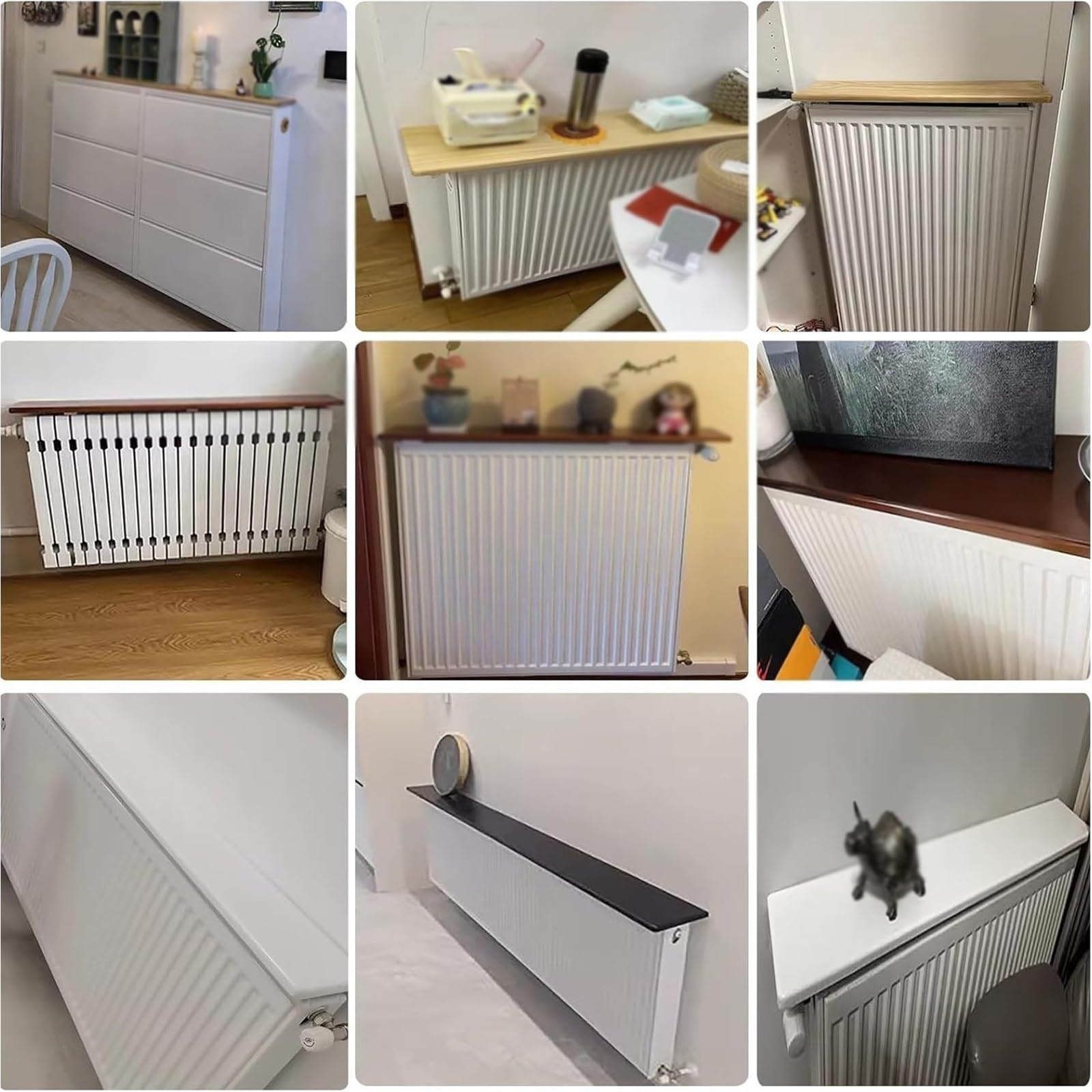 Schmales Holzheizkörperregal – einfach zu installierende Display-Konsole, Tisch, staubdicht, rauchdicht, Abdeckung für Flur, Schlafzimmer, Wohnzimmer, Foyer – Weiß (120 x 20 cm)