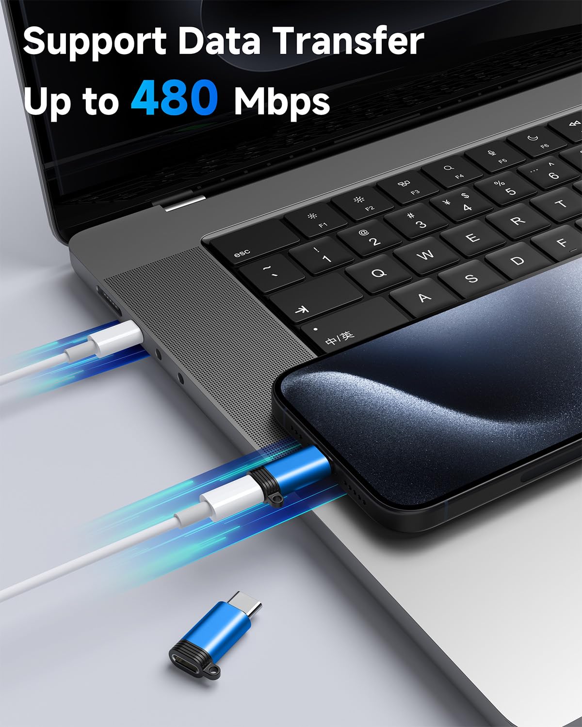 LERTOSEN Lightning to USB C Adapter 4 Pack, Fast Charging & Data Sync for iPhone 15/16/17 Pro/Pro Max, Charger Adapter Accessory (Not for Audio/OTG)-Blue: 4 Pack Blue