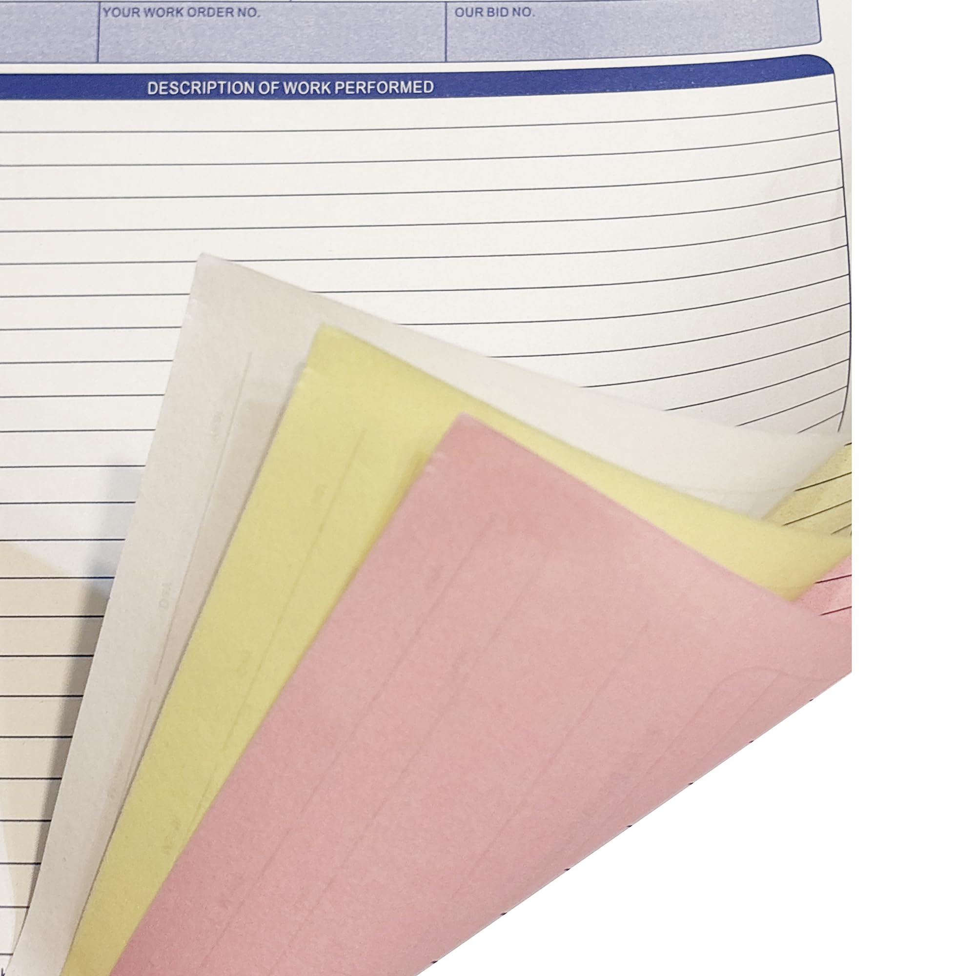 Rechnungsbuch für Bauunternehmer, 3-teilig, 21,6 x 29,1 cm, selbstdurchschreibend, mit weißen, gelben und rosa Kopien, Arbeitsauftrags-Belegbuch mit leeren Rechnungsblättern, 10 Stück