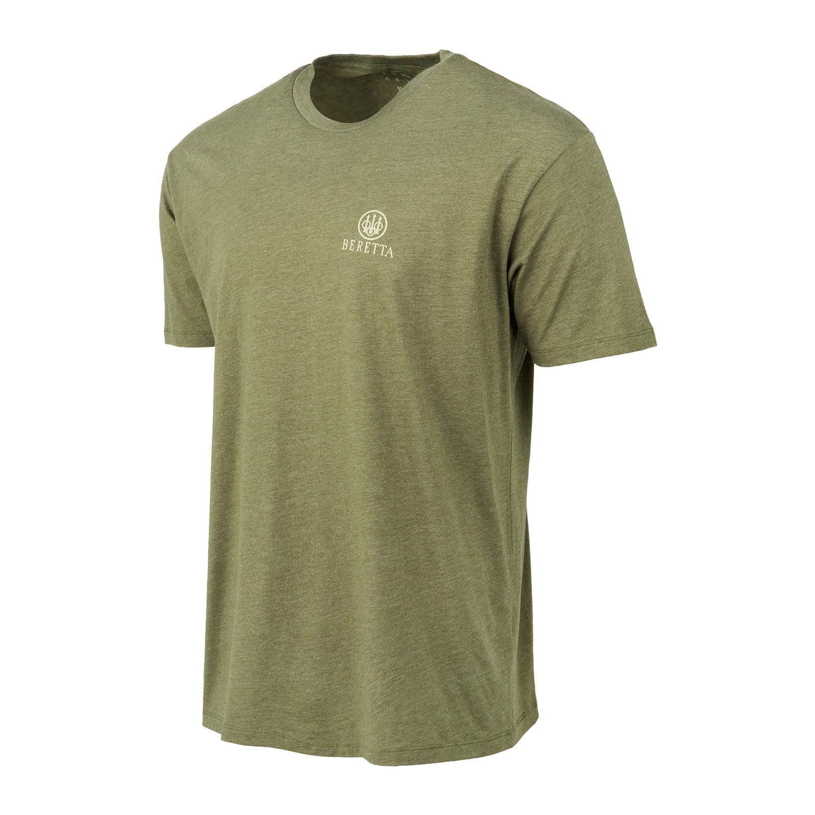 Beretta Men's USA 2.0 Durable Comfortable Fit Ribbed Crew Neck Logo Print Short Sleeve Active T-Shirt with Double-Needle Hem Heather Mil Green Large