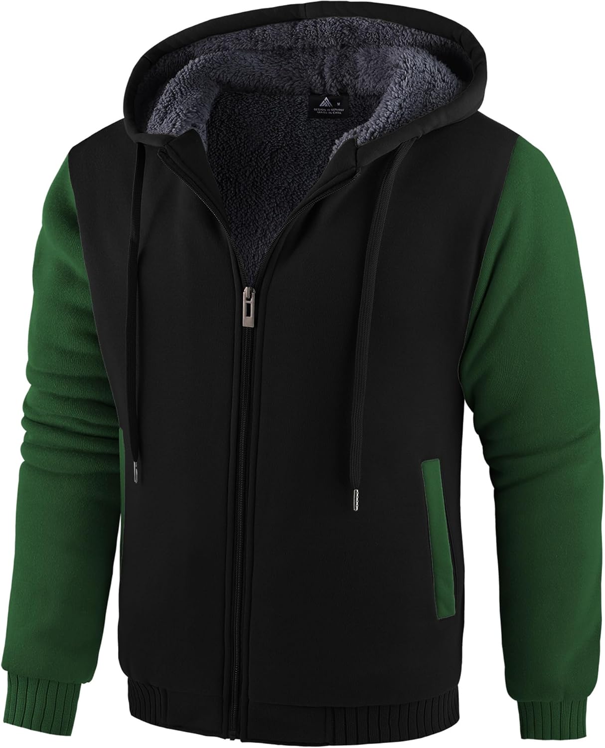 V VALANCH Men Hoodies Zip Up Sherpa Lined Sweatshirts Heavyweight Thick Warm Fleece Winter Jacket - Image 3