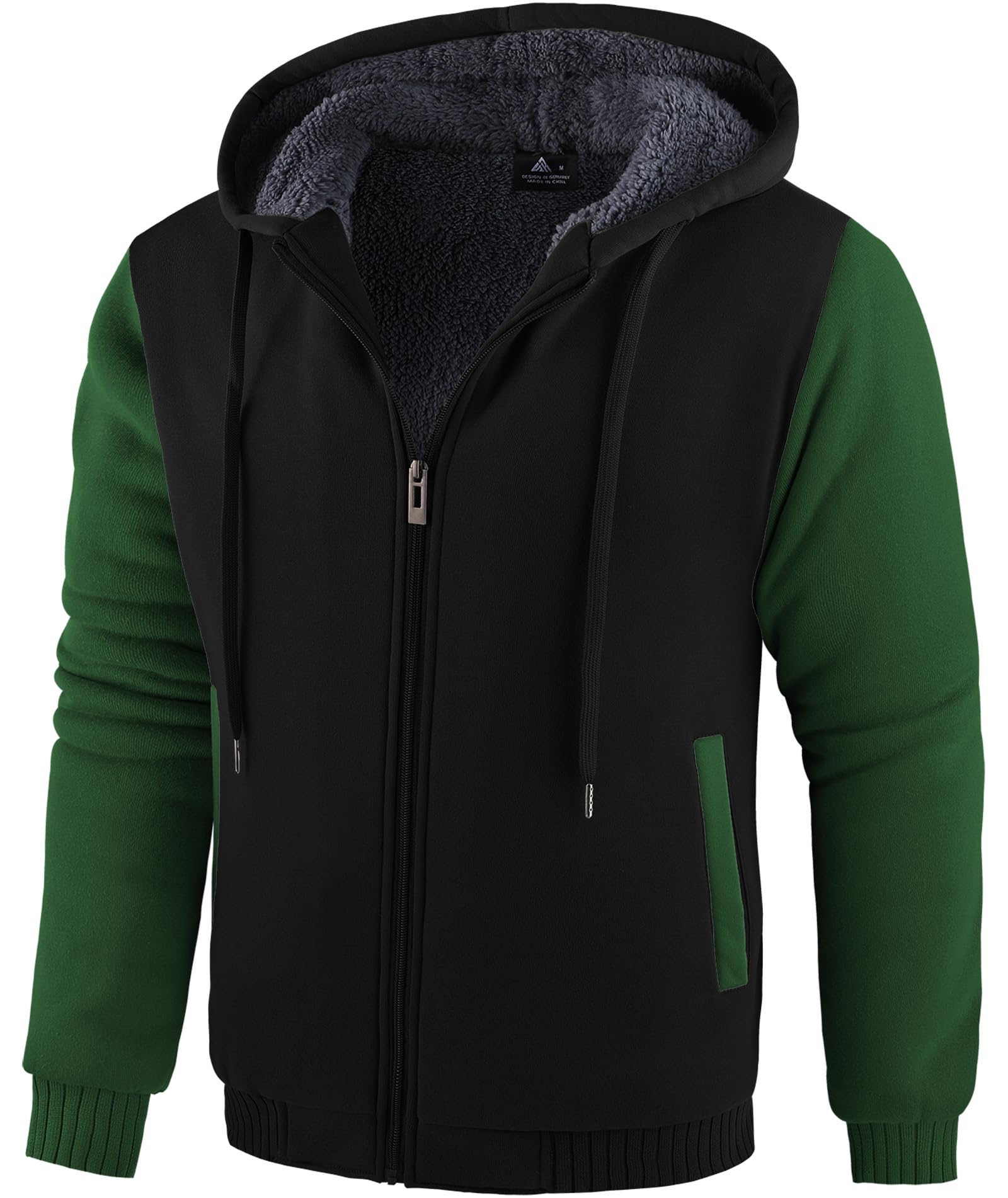 SWISSWELL Men Zip Up Hoodies Sherpa Lined Jacket Heavyweight Fleece Sweatshirt Winter Warm Hooded Coat