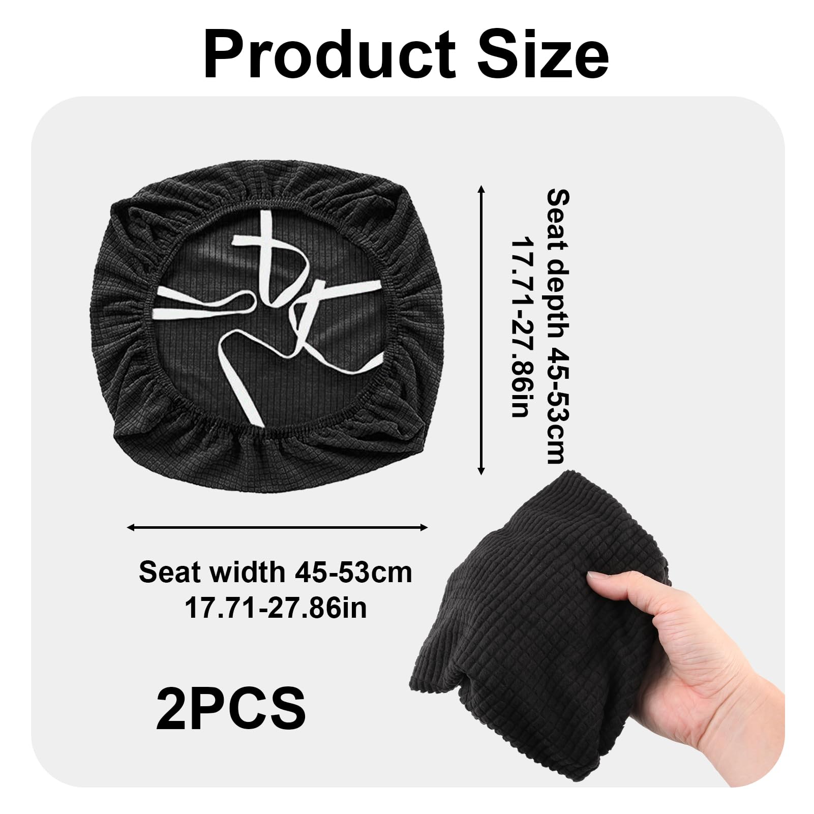 Coprisedia Elasticizzato Hugfads - 2 Pezzi, Lavabile, Universale Per Ufficio E Casa, Nero - Foto 8