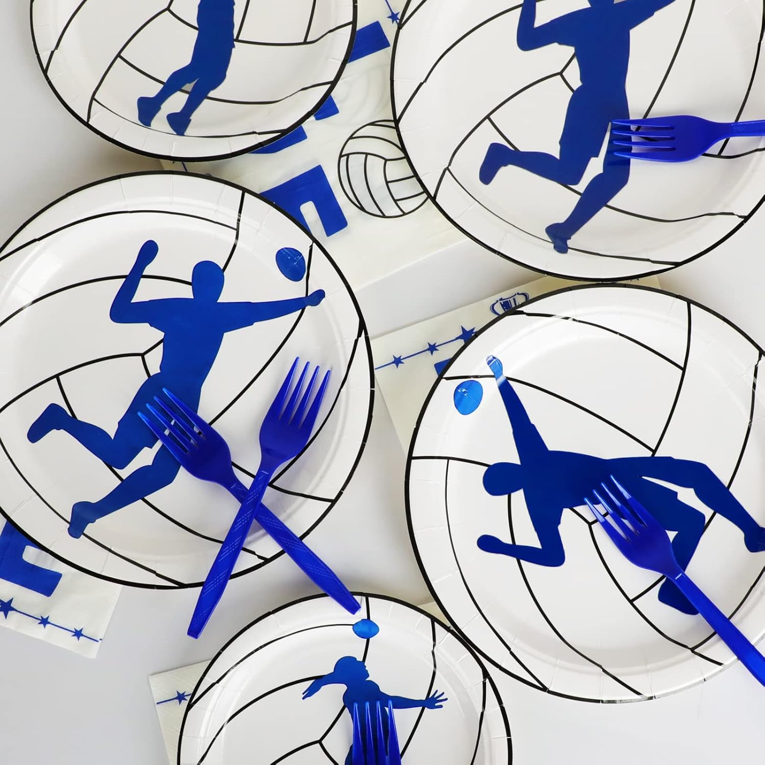 Wiooffen 96 Pcs Volleyball Party Plates Napkins Tableware Set Volleyball Birthday Supplies Disposable Dinnerware Sports Theme Party Decoration Favors for Baby Shower, 24 Guests
