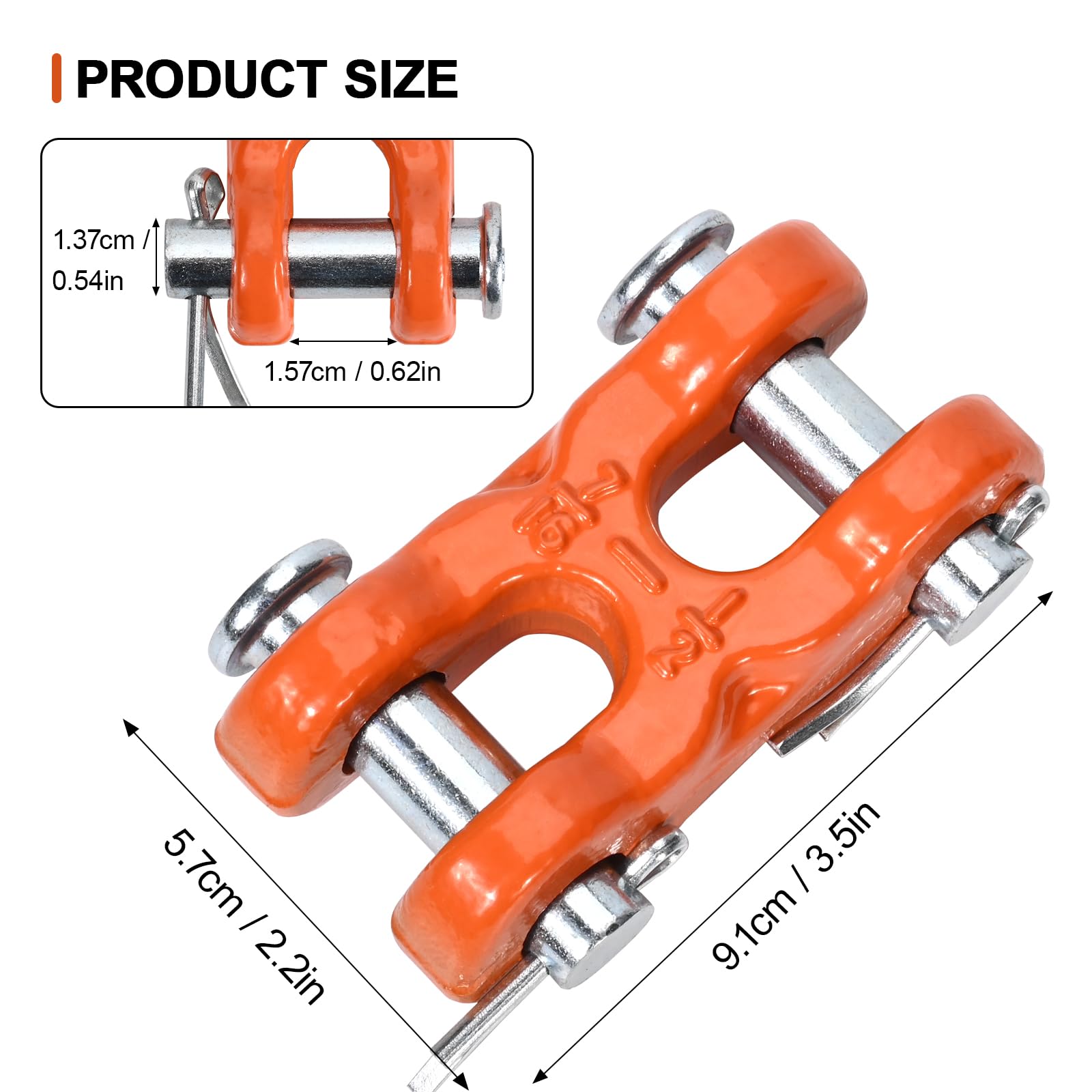 Leero Paquete de 4 eslabones de doble horquilla de 1,27 cm, eslabones de reparación de cadena G70 con límite de carga de trabajo de 12 libras, eslabón de horquilla doble para camiones, remolques,