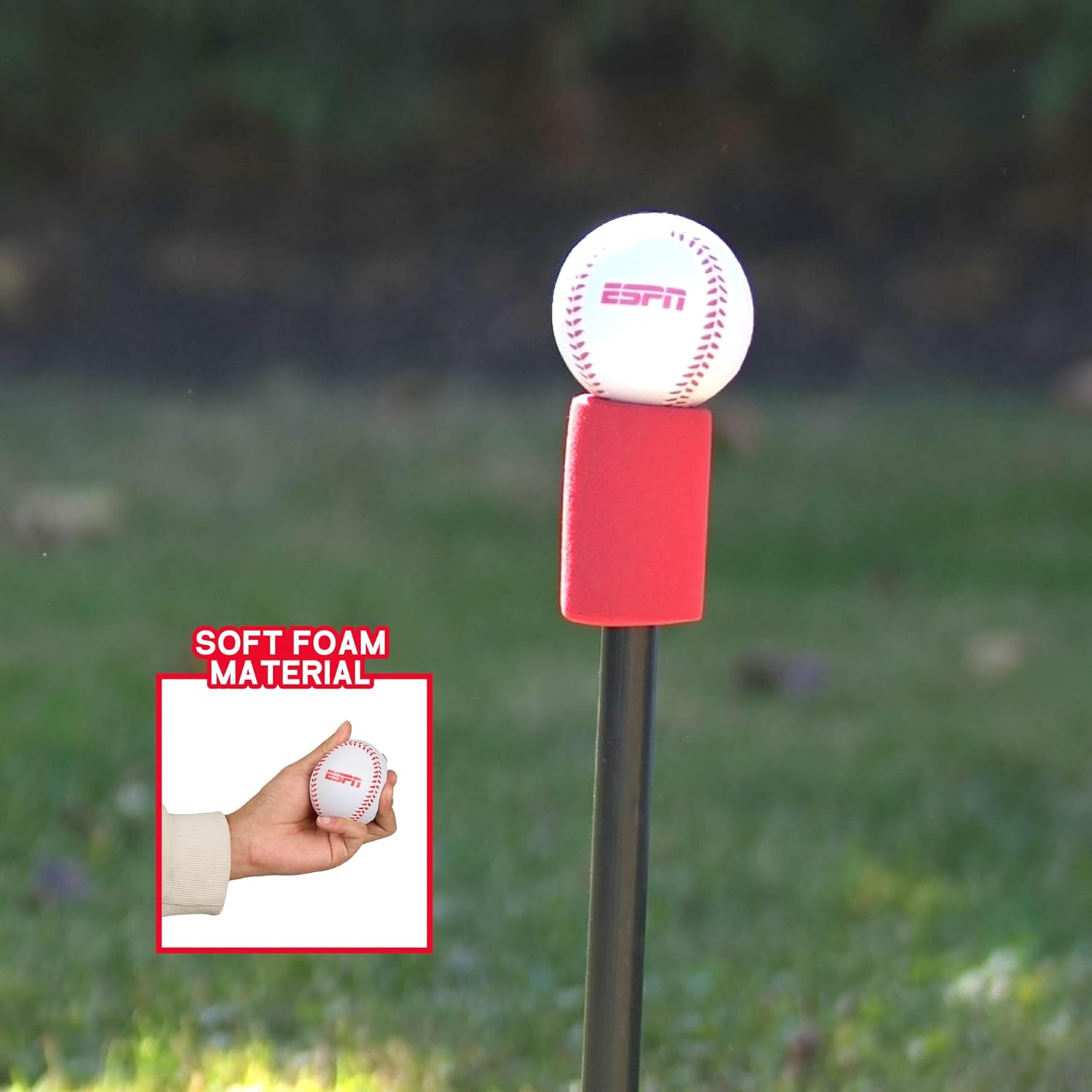 ESPN Batting Tee for Kids Includes Tee Ball Bat, Foam Ball, Home Run Fence, and Batter’s Box