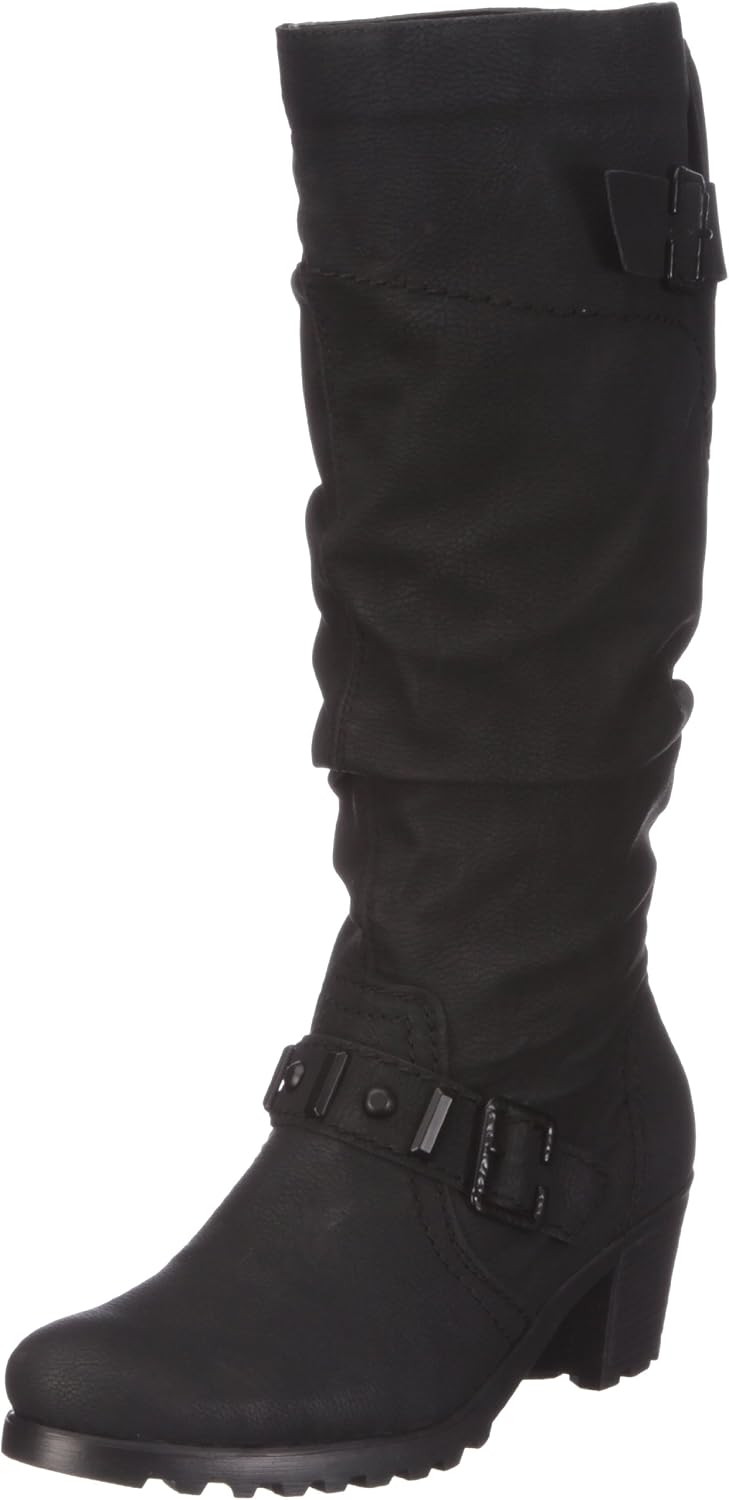 Botas Rieker 98873 Para Mujer - Caña Alta Con Cremallera Lateral (Negro Medianoche)