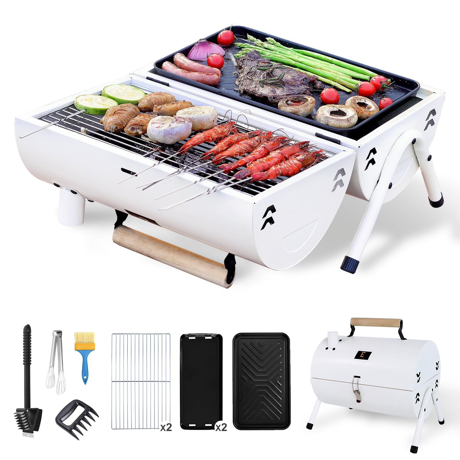 Amazon.com: Elletwinkle Portable Charcoal Grill Barbecue