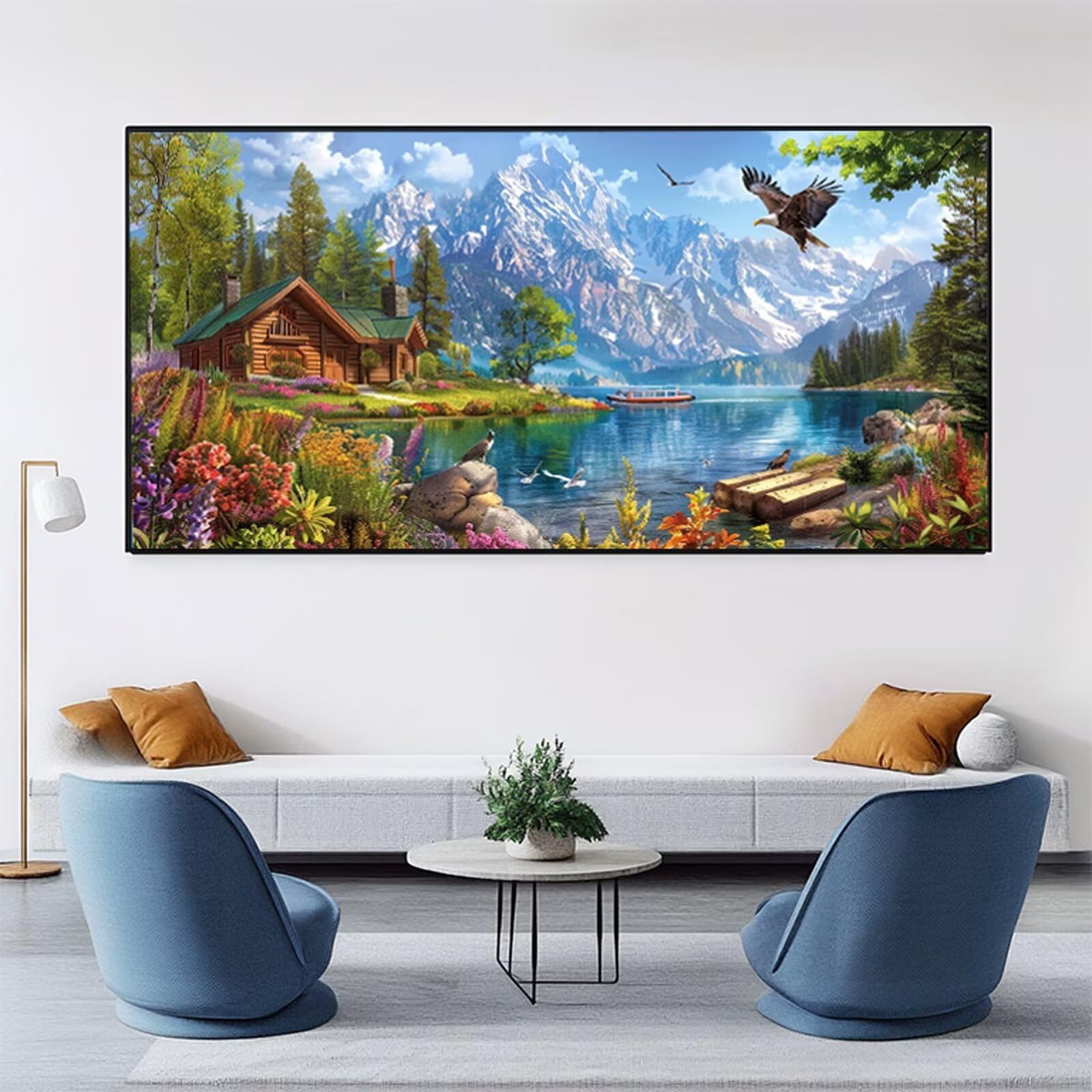 Numery malarskie dla dorosłych drzewo malarstwo numer orzeł DIY kolorowanie według numerów dla dorosłych 100 x 200 cm z pędzlami i akrylami, zestaw do ręcznej aktywności do dekoracji domu, salonu