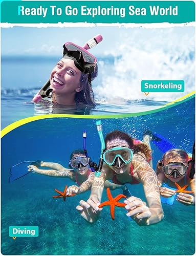 Miniatura 7 de Seovediary Juego de esnórquel para adultos, equipo de esnórquel antivaho, vista panorámica, máscara de natación con parte superior seca, kit de