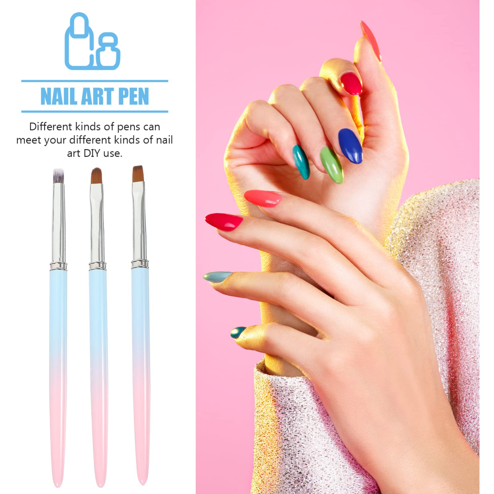 Beavorty 15pièces Pinceaux De Nail Art Pour Gel Ensemble De Outils De Manucure Pinceau à Ronde Plat Et Incliné Pour Et Décorations