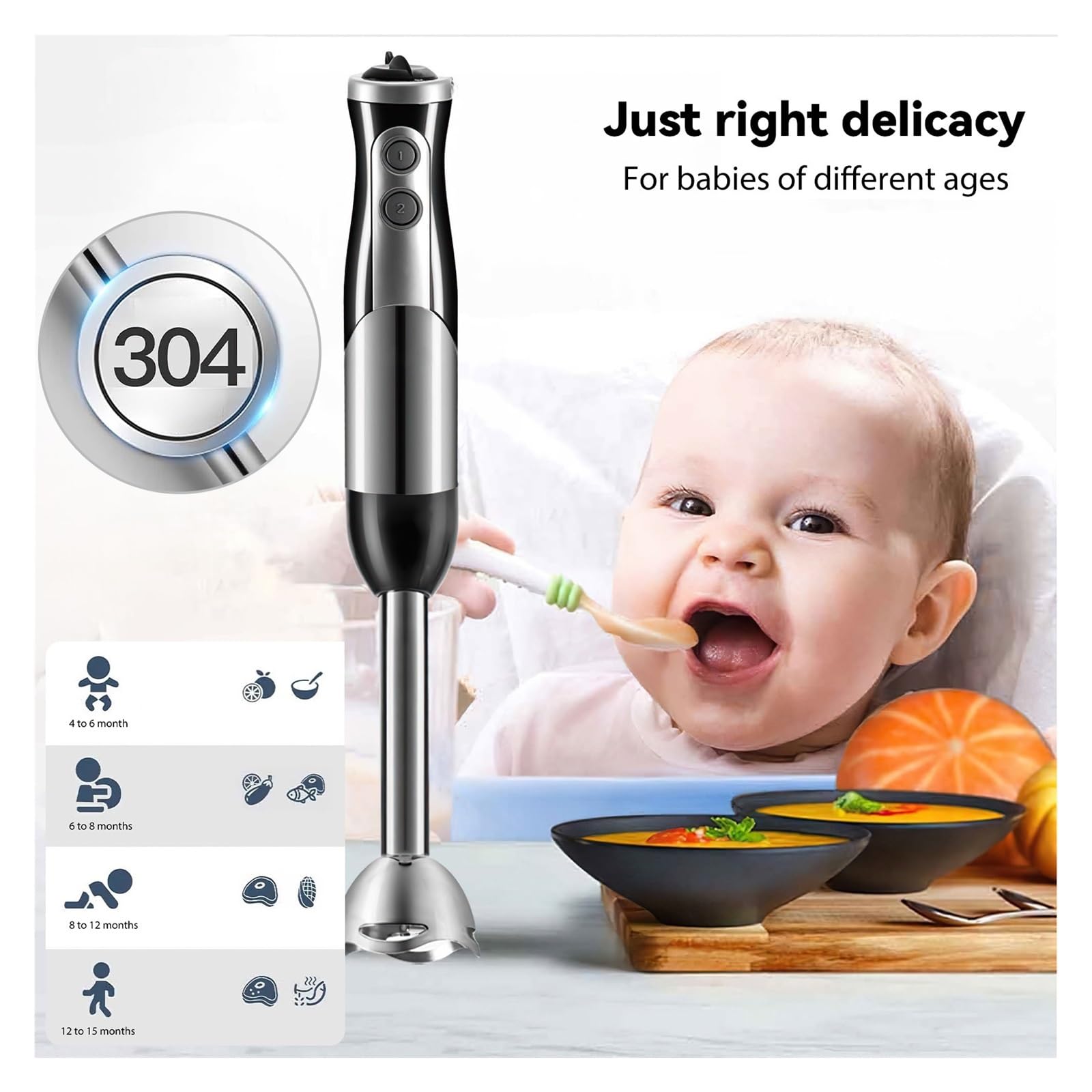 2-częściowy 8 W 1 Wielofunkcyjny Blender Ze Stali Nierdzewnej, Robot Kuchenny, Krajalnica Do Warzyw, Maszynka Mielenia Mięsa, Siekacz, Mikser Żywności, Sokowirówka Sonifer Szybkie Wydajne Miksowanie