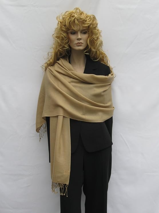 Solid Pashmina Shawl, Scarf, Wrap & Stole(Regular size(Camel)