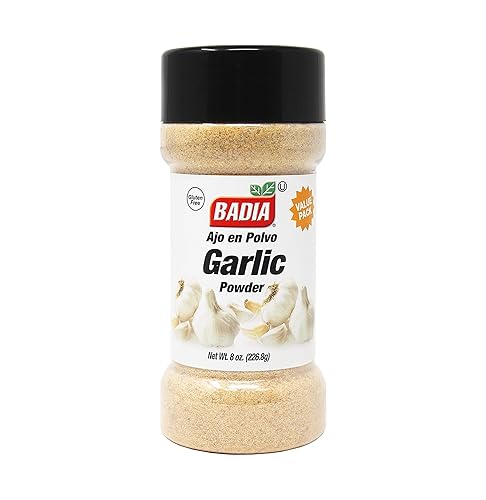 Badia Ajo en polvo de 8 onzas  Ajo molido puro para cocinar, condimentar y adobos  Ideal para carnes, verduras, salsas, sopas y masajes