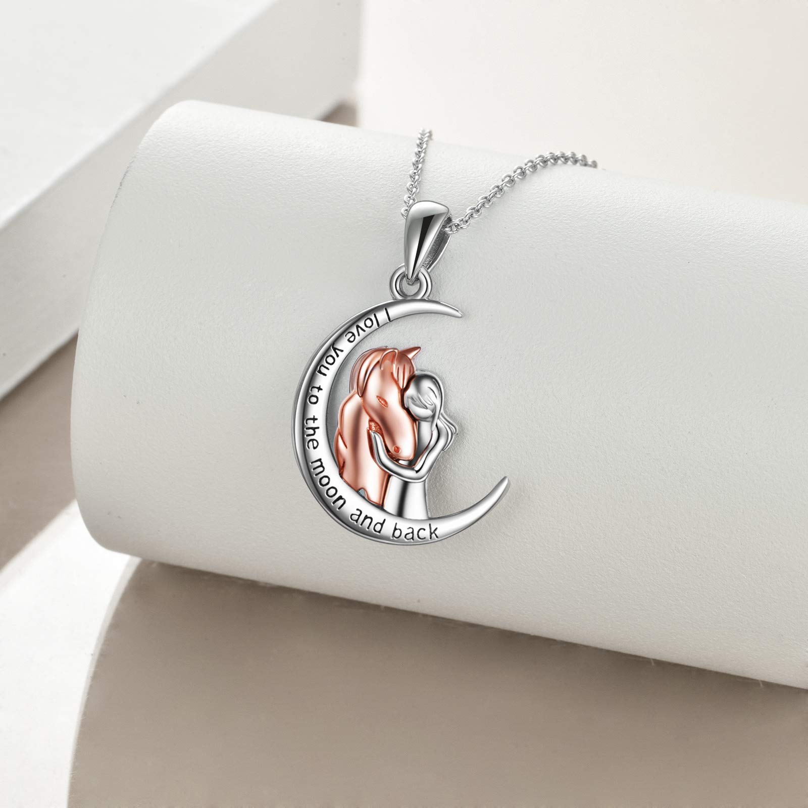 YFN Collana con ciondolo a forma di cavallo, in argento Sterling 925, regalo per donne e ragazze