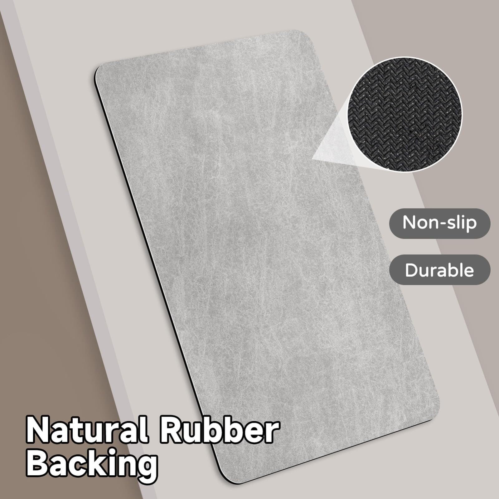 Tappetino da Bagno in Pietra Diatomite 50X80cm, Tappeto da Antiscivolo Adatto per Bagno Docce Cucina, Tappetini con Fondo in Gomma per Indoor Floor & Door Mat