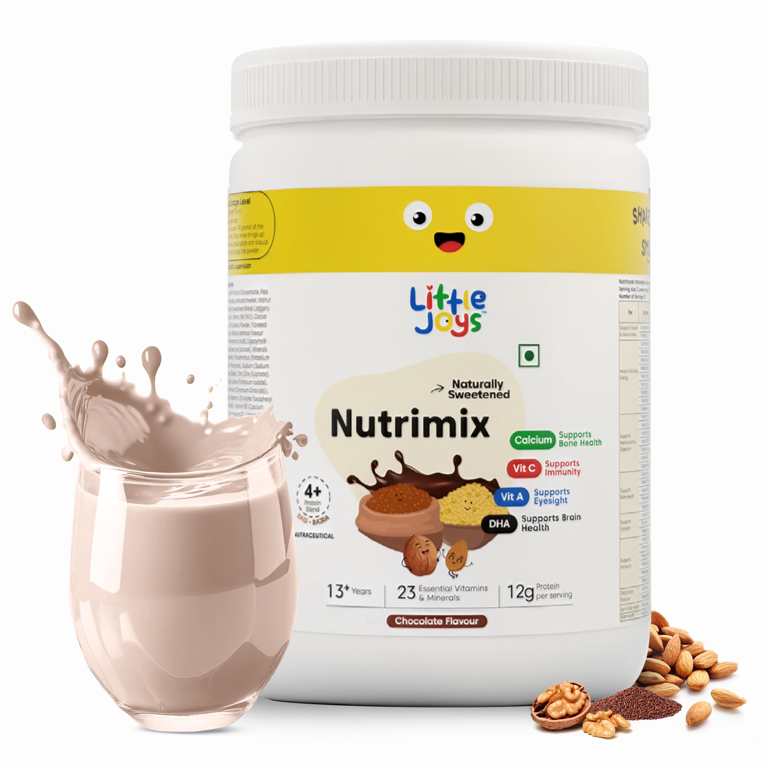 Little Joys ActiveMix for Kids 13+ years | No White Sugar | With Vitamin A, C, DHA, Calcium | For Healthy Growth & Nourishment | With 23 essential Vitamins & Minerals | 350g