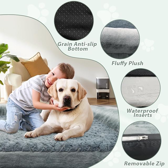 Foto 4 de 7 de MODCART Cama ortopédica para perros grandes, cama extragrande de espuma viscoelástica con diseño adhesivo