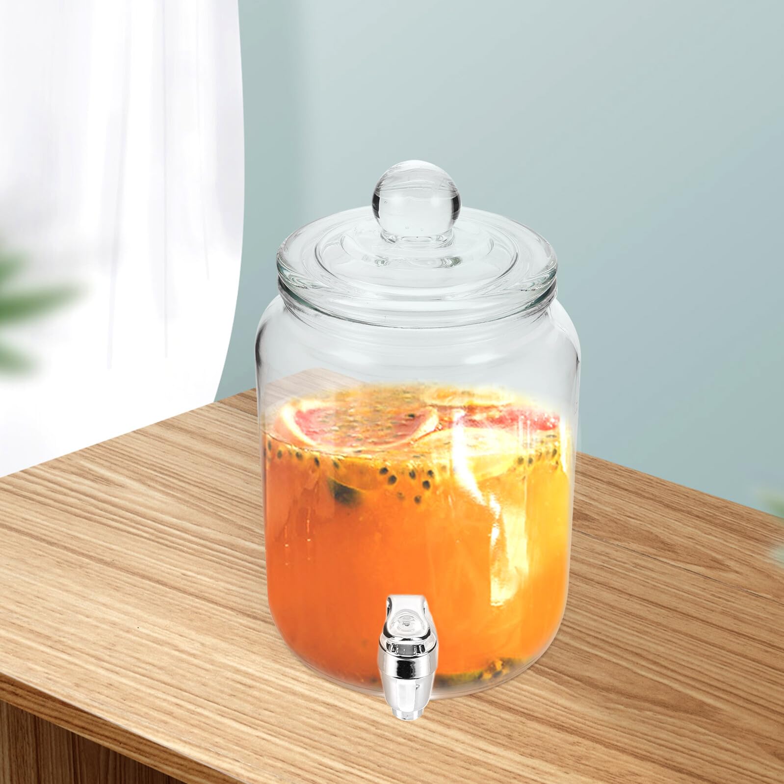Distributore di Bevande in Vetro con Rubinetto ABS Barattolo per Vino Sigillato da 4 Litri Brocca per Cold Brew per Uso Domestico e Conservazione