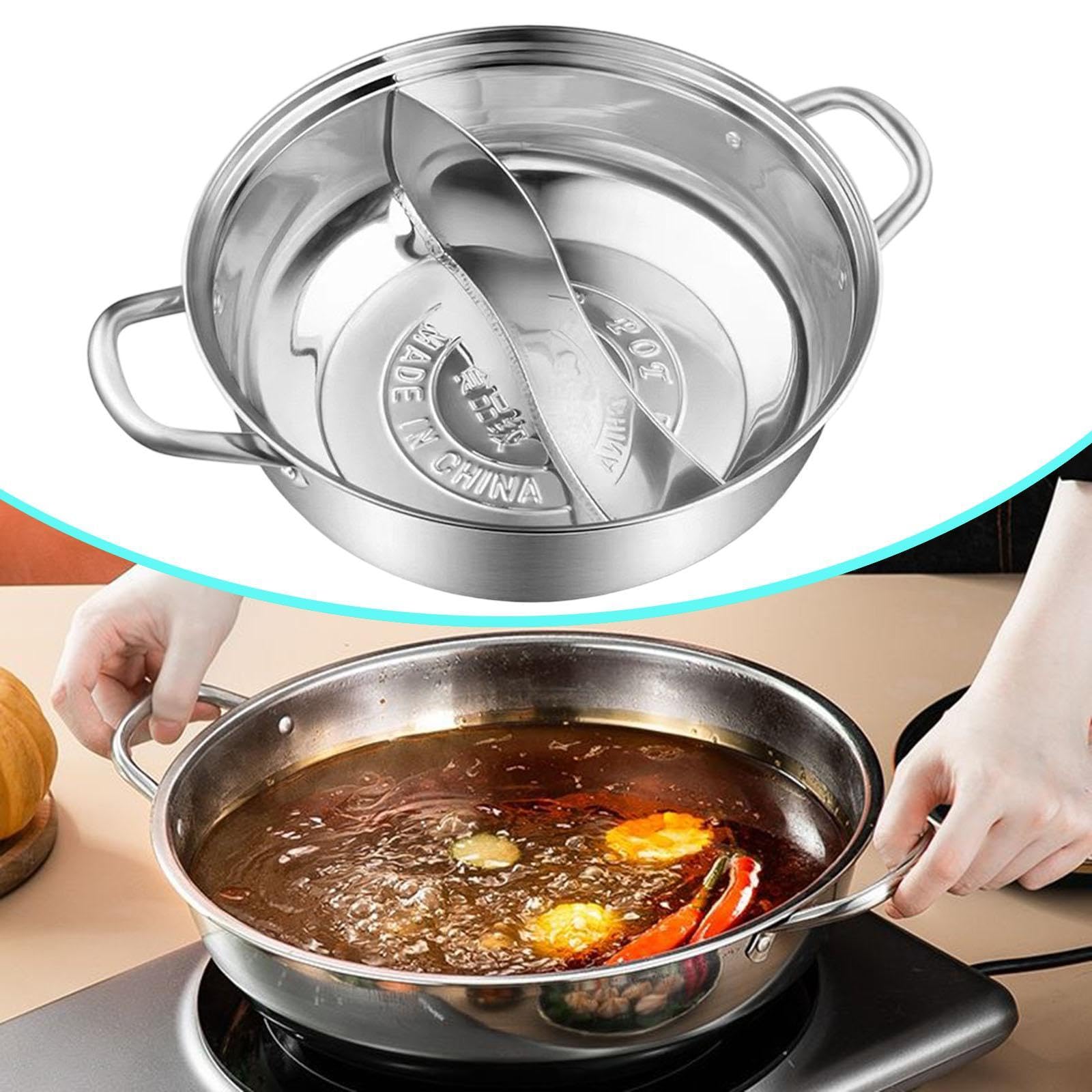Shabu Pot with Divider Two Flavor Hotpot for Kitchen Accessory Camping Party 34 cm-image-46