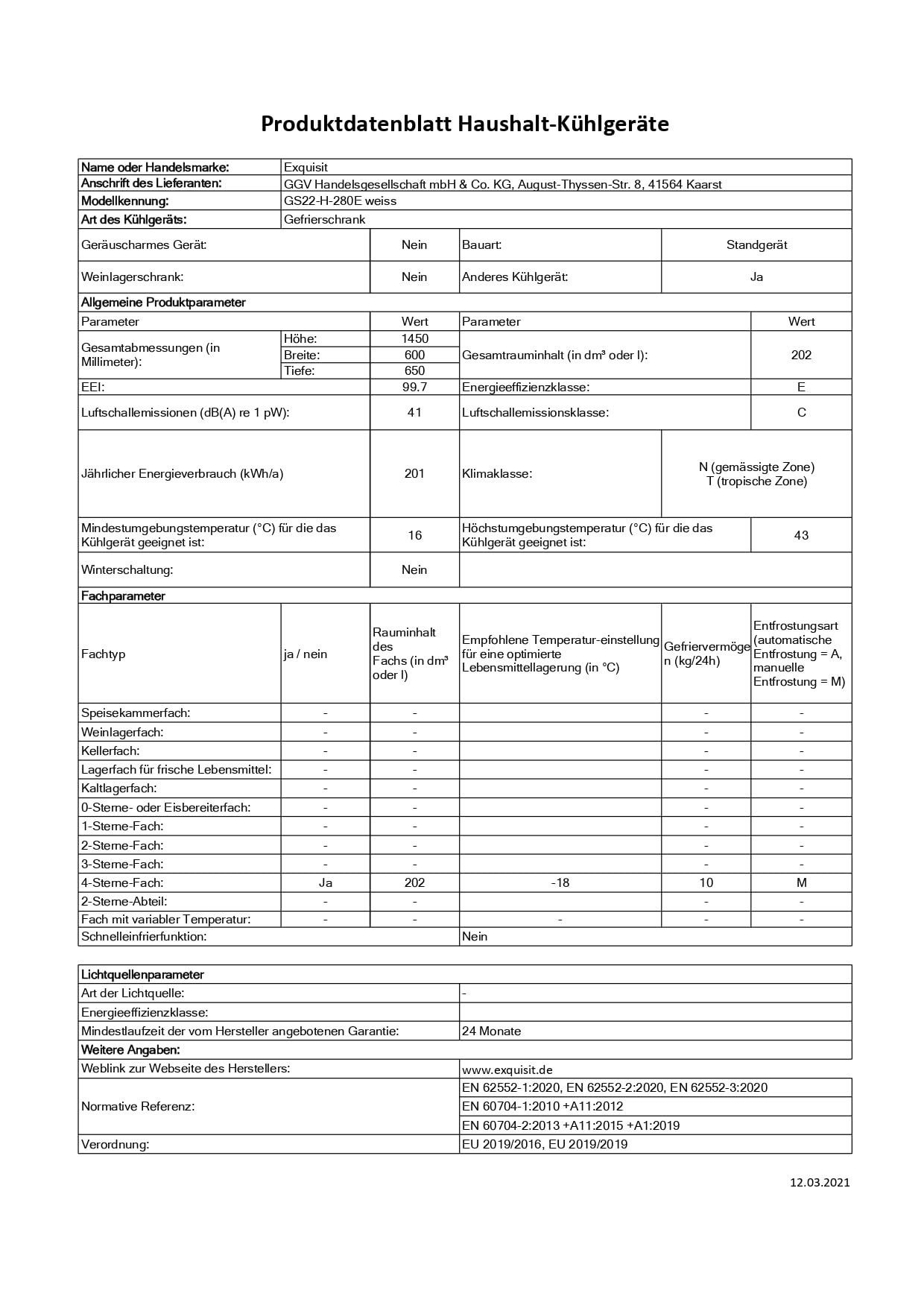 Exquisit Congelador GS22-H-280E blanco | unidad de pie | 202 l de volumen | blanco | congelación | tope de puerta intercambiable | cajones y caja grande | 4 x congelación