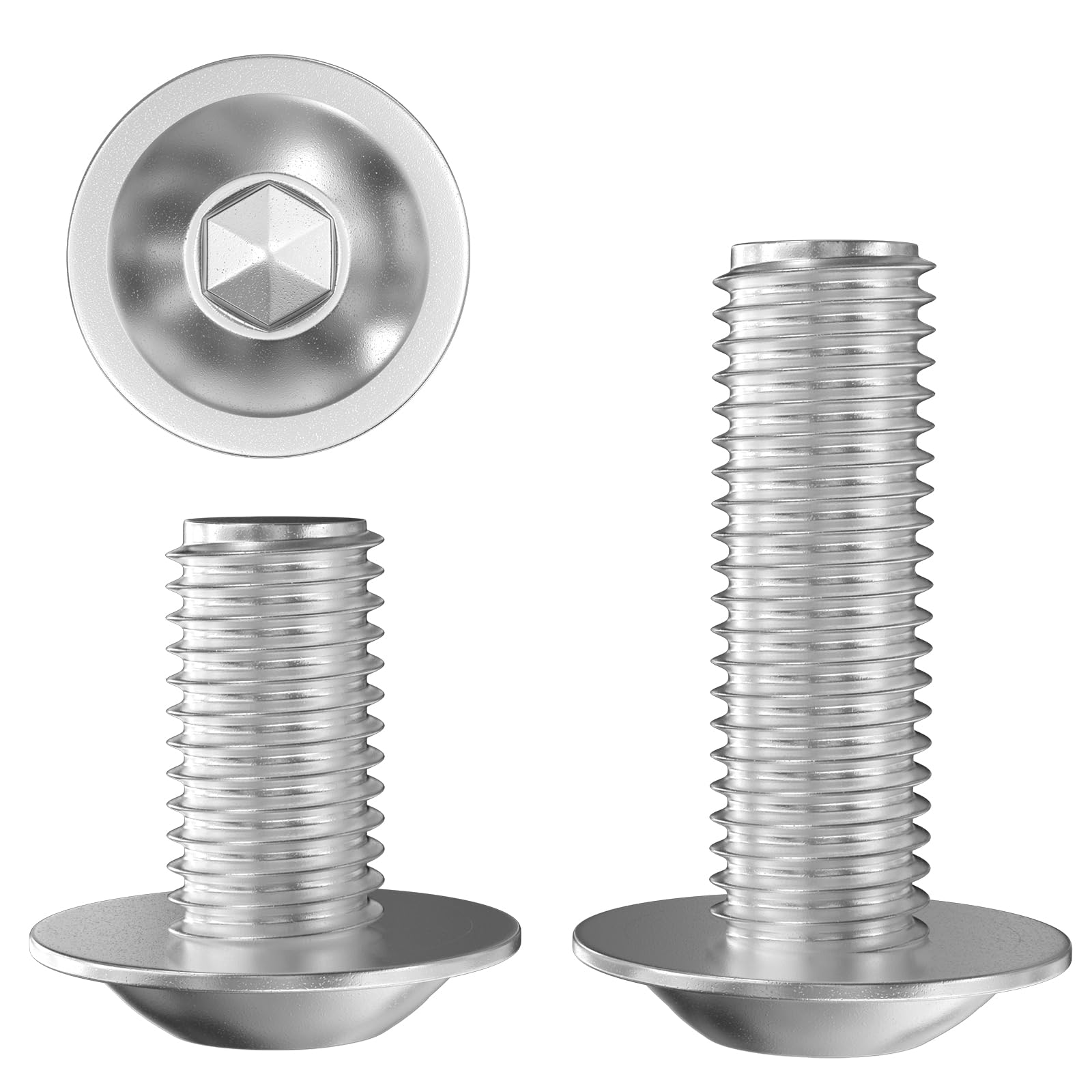 LIULIRUI 20 Stück Linsenkopfschrauben M6 x 50 mm, mit Flansch Innensechskantschraube, 304 Edelstahl A2 V2A
