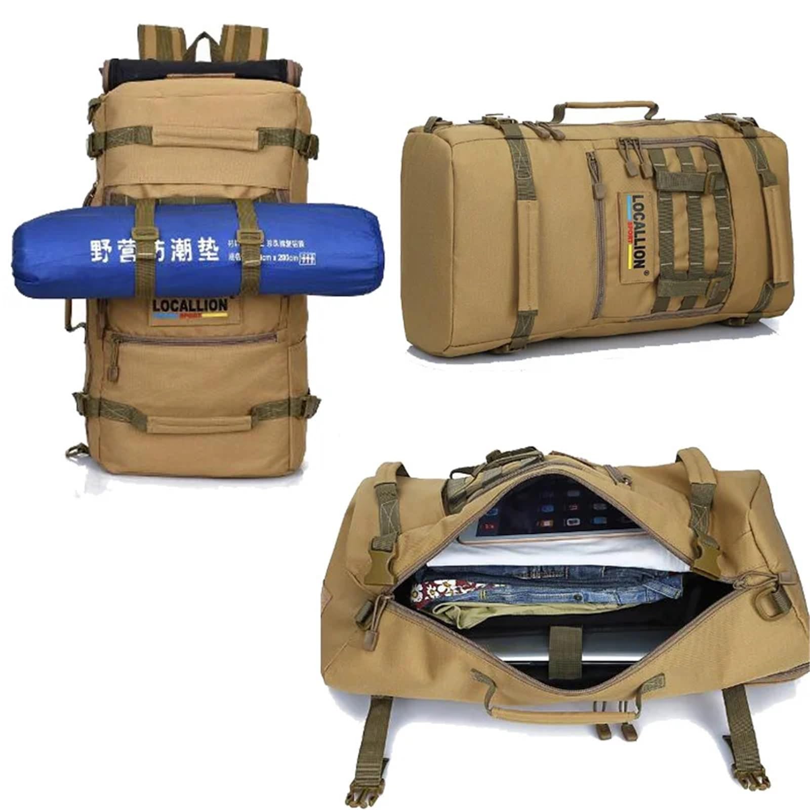 Zaino Campeggio 50L Zaino militare Uomo Outdoor 3p da trekking Viaggio Escursionismo Camping Molle Assault(Color4)