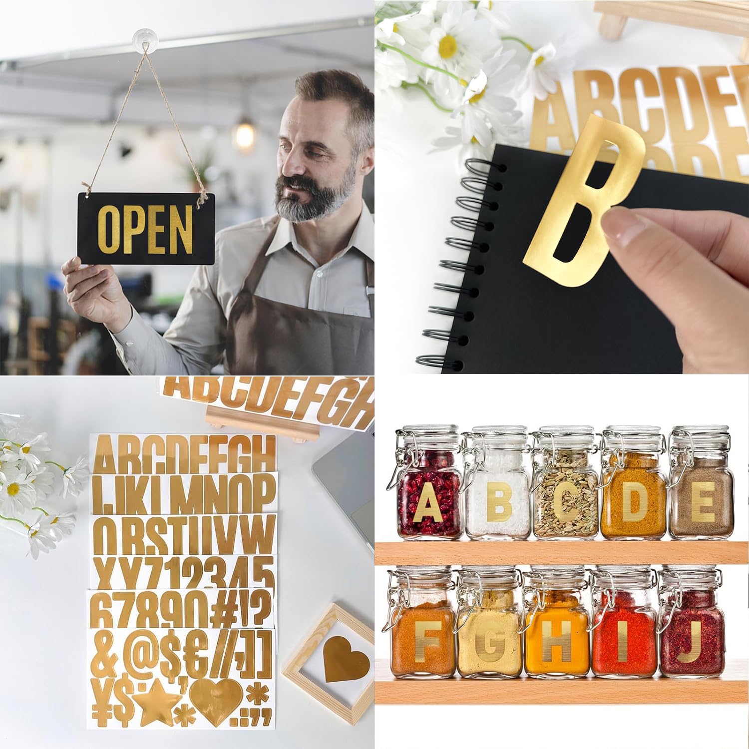 Lettere Adesive Grandi - 15 Fogli In Vinile Per Decorare Cassette, Porte, Auto E Bottiglie