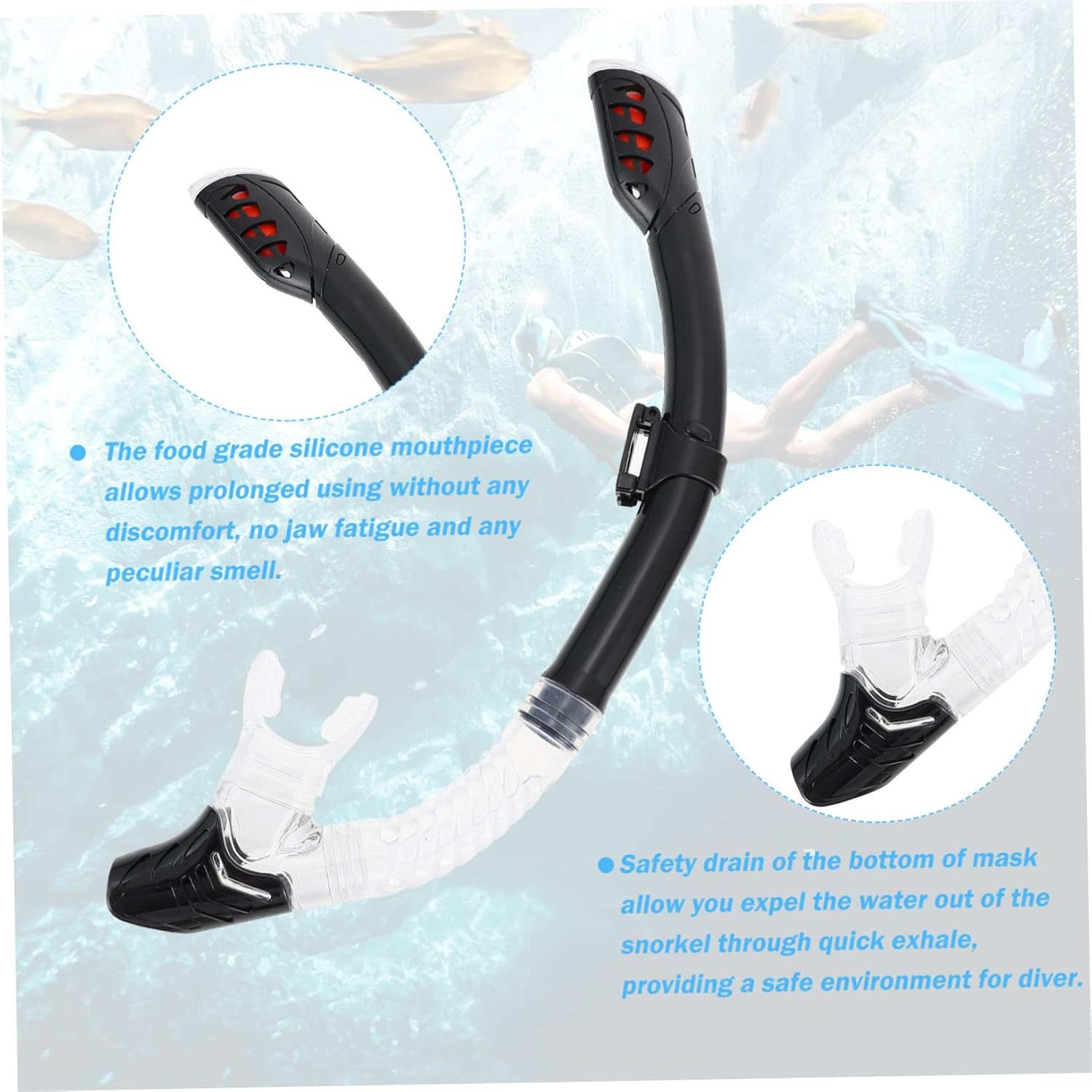 Snorkel Mask Snorkel Set Anti Leak Anti Fog Diving Mask with Waterproof Gear Bag for Adults (Black)