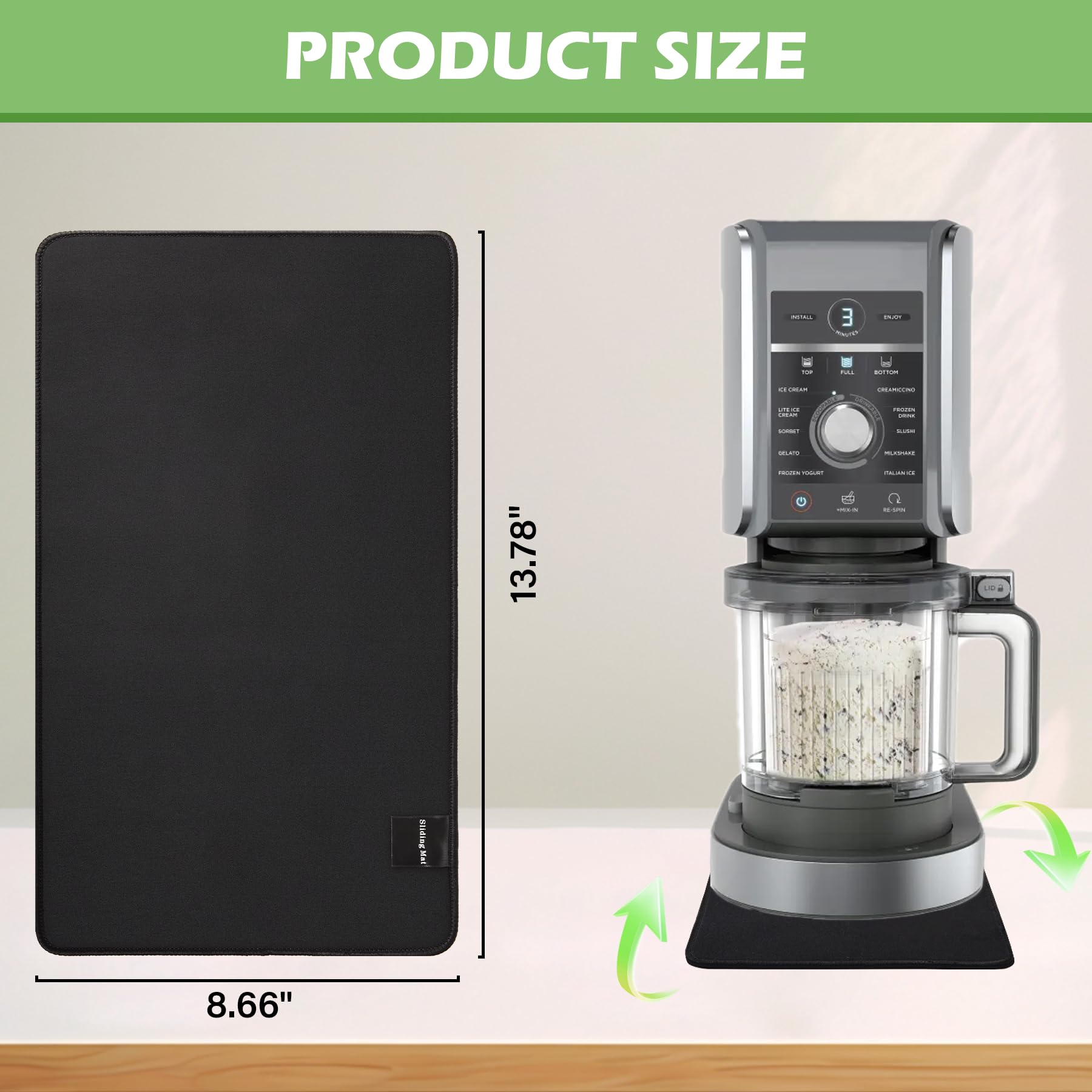 Sliding Pad for Ninja NC501 CREAMi Ice Cream Maker,Professional Ice Cream Machine Slider Mat,Ice Cream Maker Accessories,Quickly Slide the Ice Cream Makers on Table(13.78