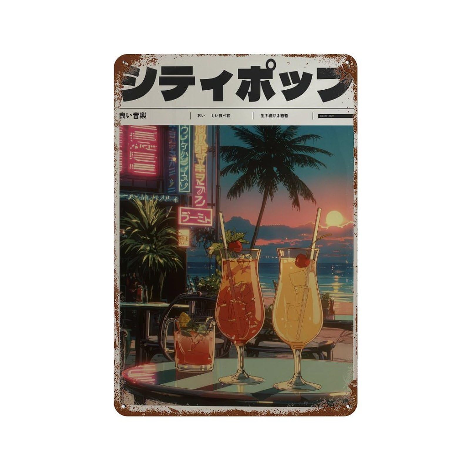 xiaoxiaoshen Cocktail Drinks With Neon Lights. Y2k Indie Wall Decor Art Metal Tin Poster Modern Home Decor Art Home Bar Shop Decorations Vintage Sign 30x20cm