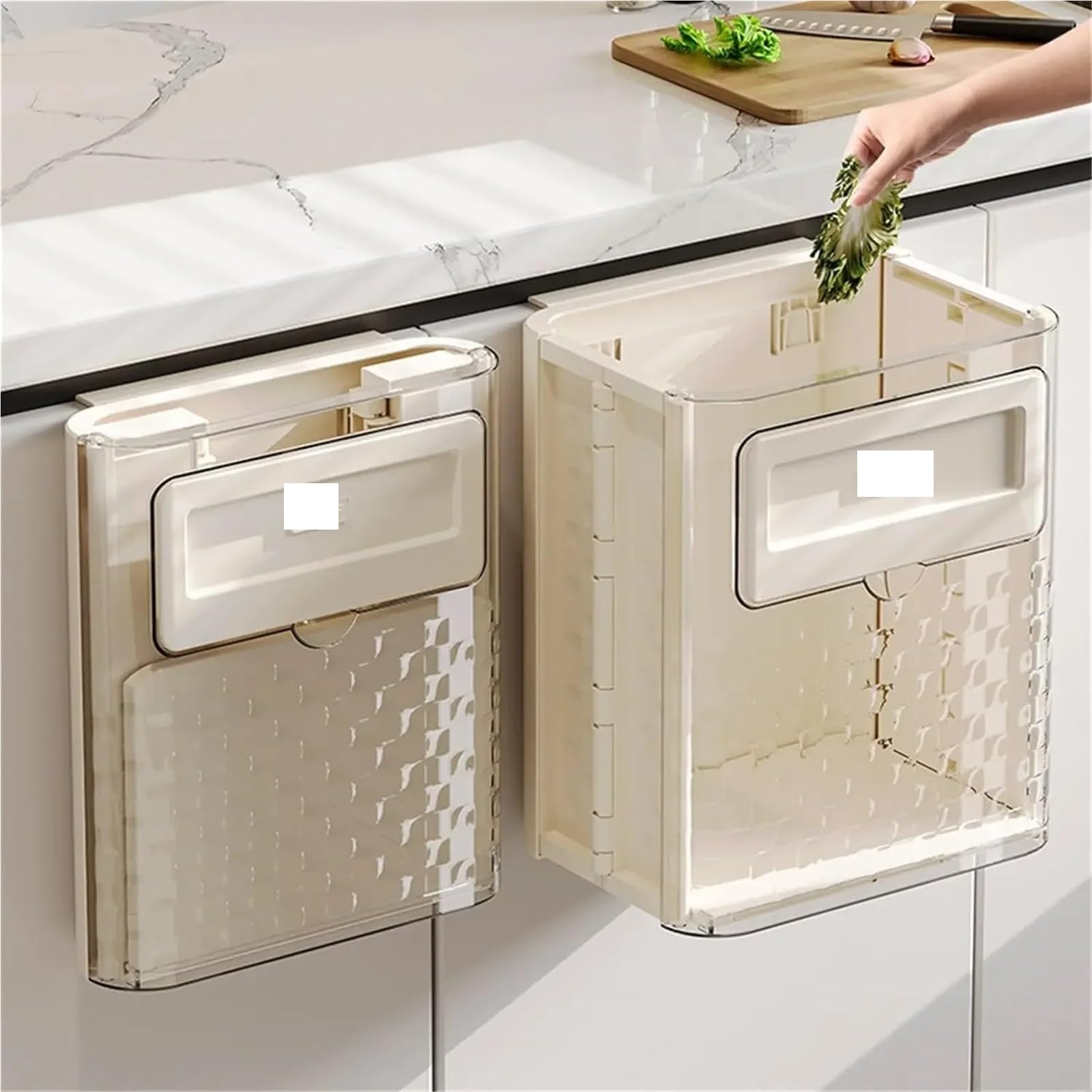 Pattumiera da cucina Bidone della spazzatura sospeso a parete con coperchio for armadio sotto il lavandino rifiuti 10L(Green)