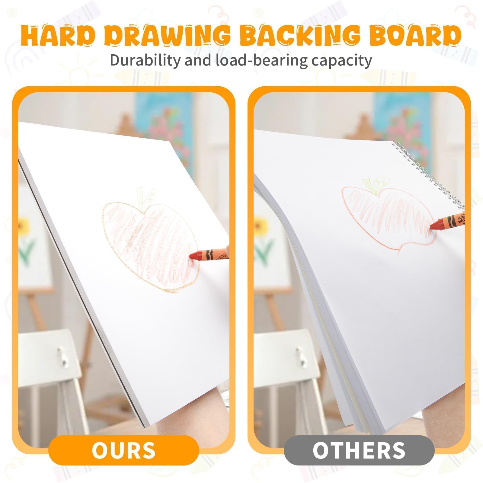 Umriox Blocco da disegno per bambini, 22,9 x 30,5 cm, confezione da 4 blocchi da disegno (50 fogli ciascuno), carta da disegno priva di acidi da 110 g/m², album da disegno rilegato con colla, per