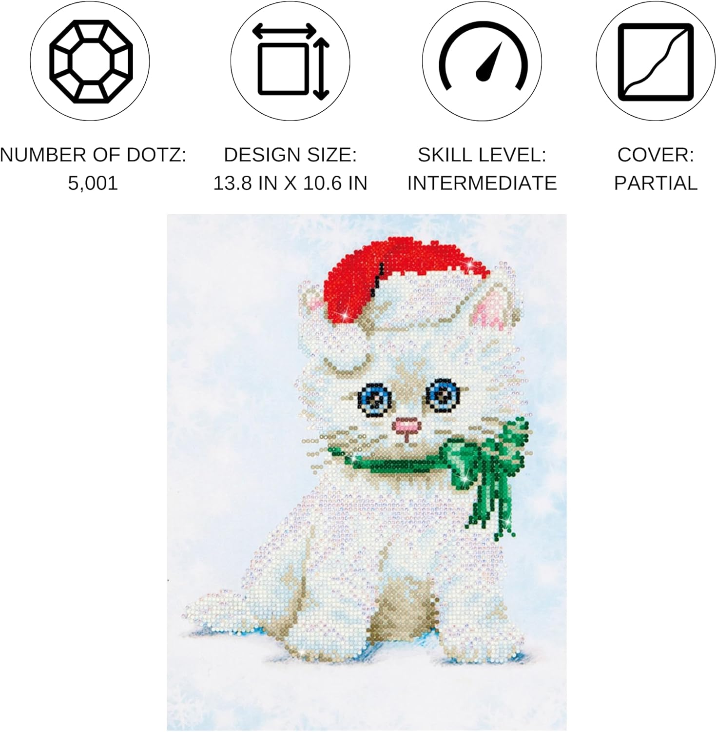 DIAMOND DOTZ Chrissy Kitty Cat Diamond Painting Kits for Adults - Diamond Art Kits a Relaxing Creative Craft Kit with Dotz Gems 10"x13"