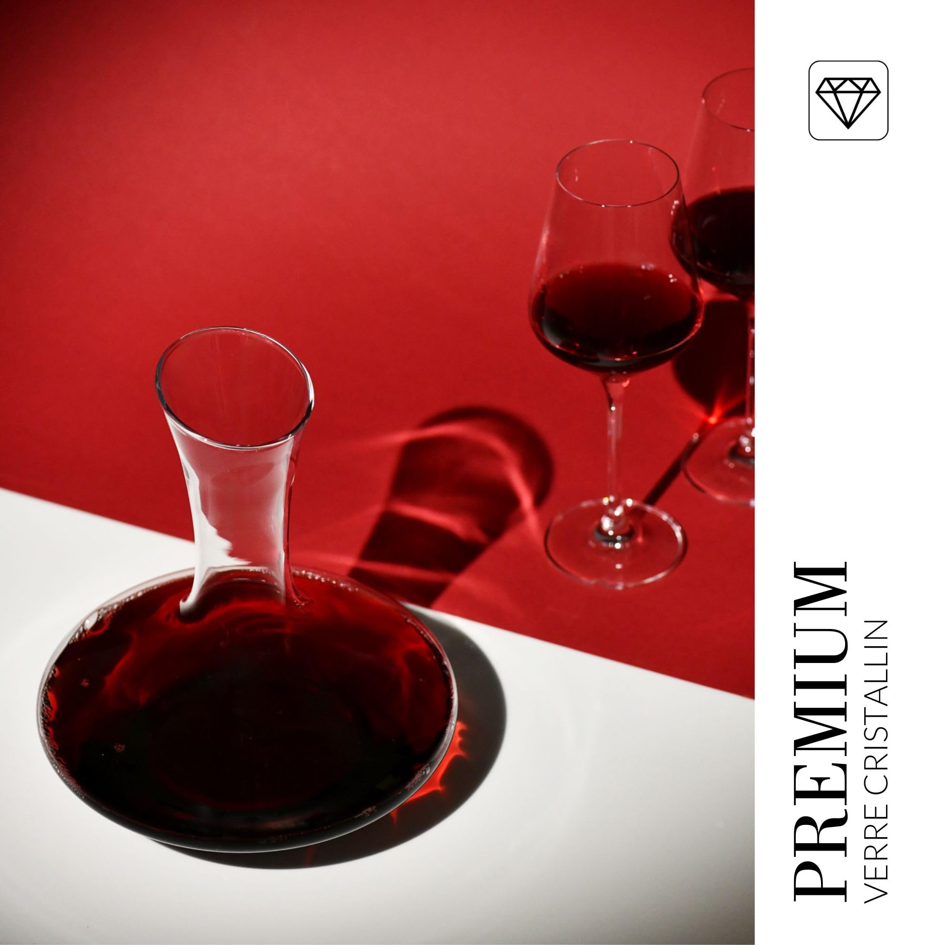 Krosno Décanteur Essence 1200 ml, verrerie artisanale, design élégant et fonctionnel, parfait pour décanter et servir le vin | Cristal sans plomb | Verre sans plomb, design élégant et fonctionnel, parfait pour décanter et servir du vin