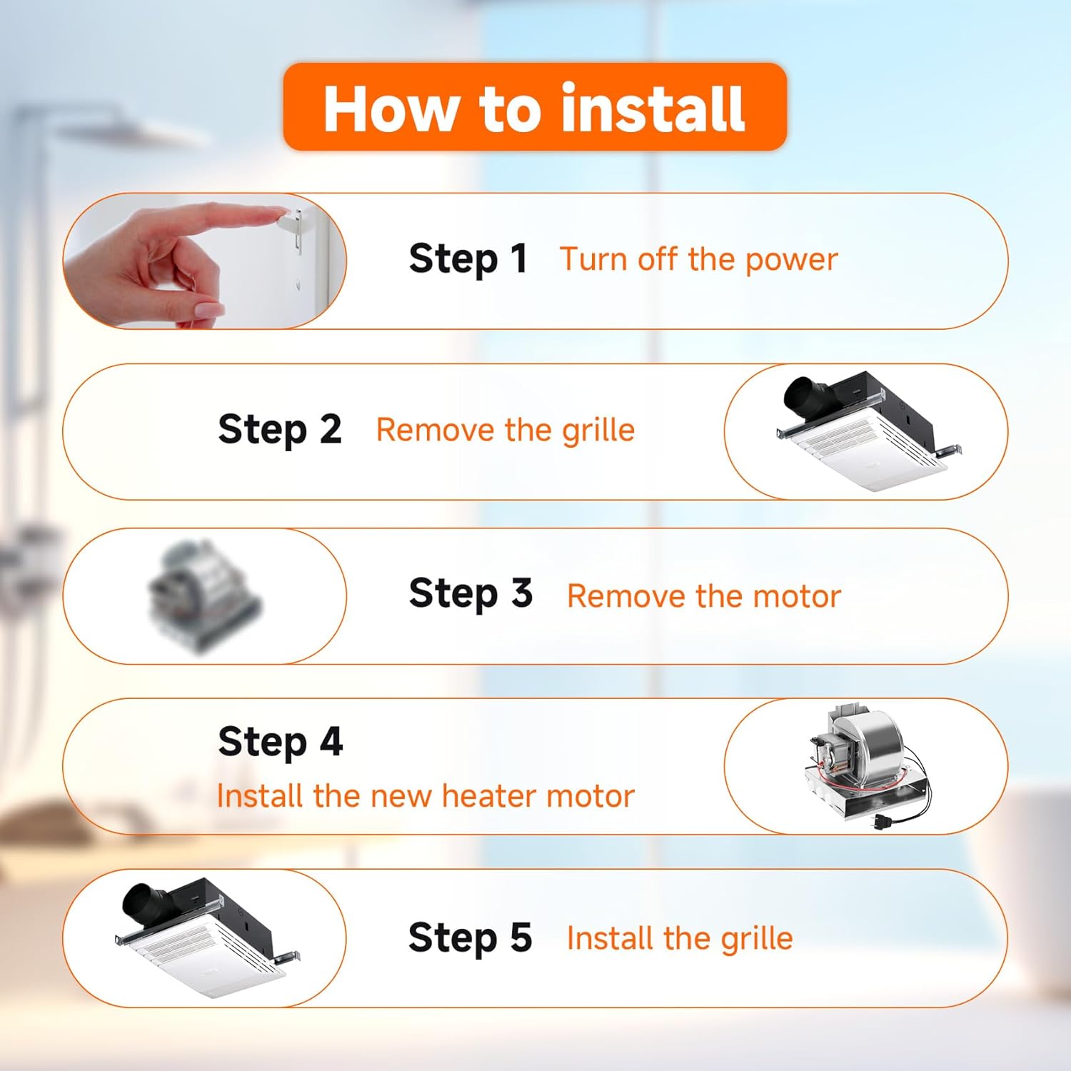 S97017648 Heater Motor Assembly Replacement for Broan NuTone 665RP 665 605RP 9965 660RP 660 9905 665RSP,S97017648 Fan Motor, Bathroom Exhaust Fan Motor for NuTone Heater