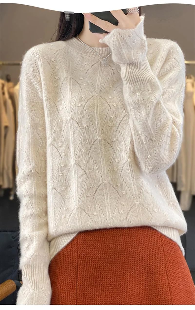 Dninmim Maglione da donna in lana con vestibilità ampia e pullover pigro