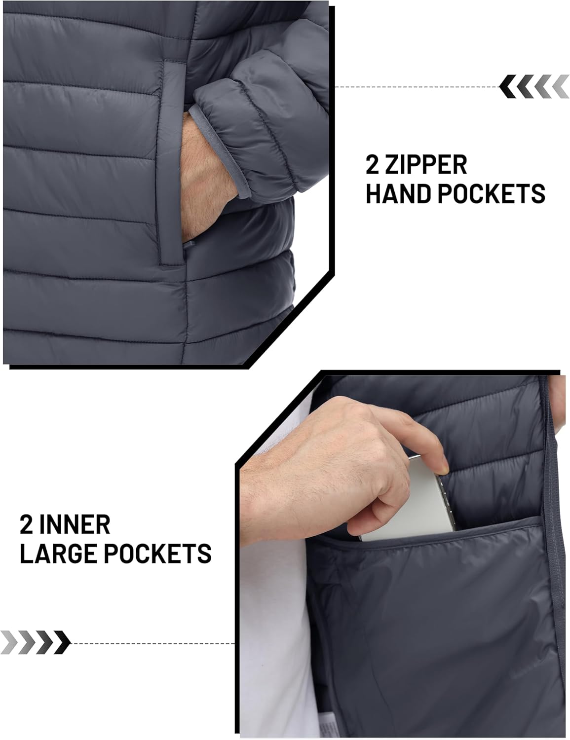 TACVASEN Men's Lightweight Puffer Jacket Winter Quilted Puffy Jackets Warm Water-Resistant Windproof Insulated Coats - Image 5