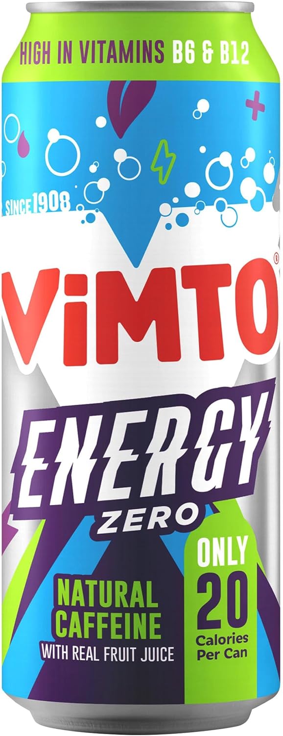 Vimto Energy Zero Natural Caffeine with Real Fruit Juice, 500ml