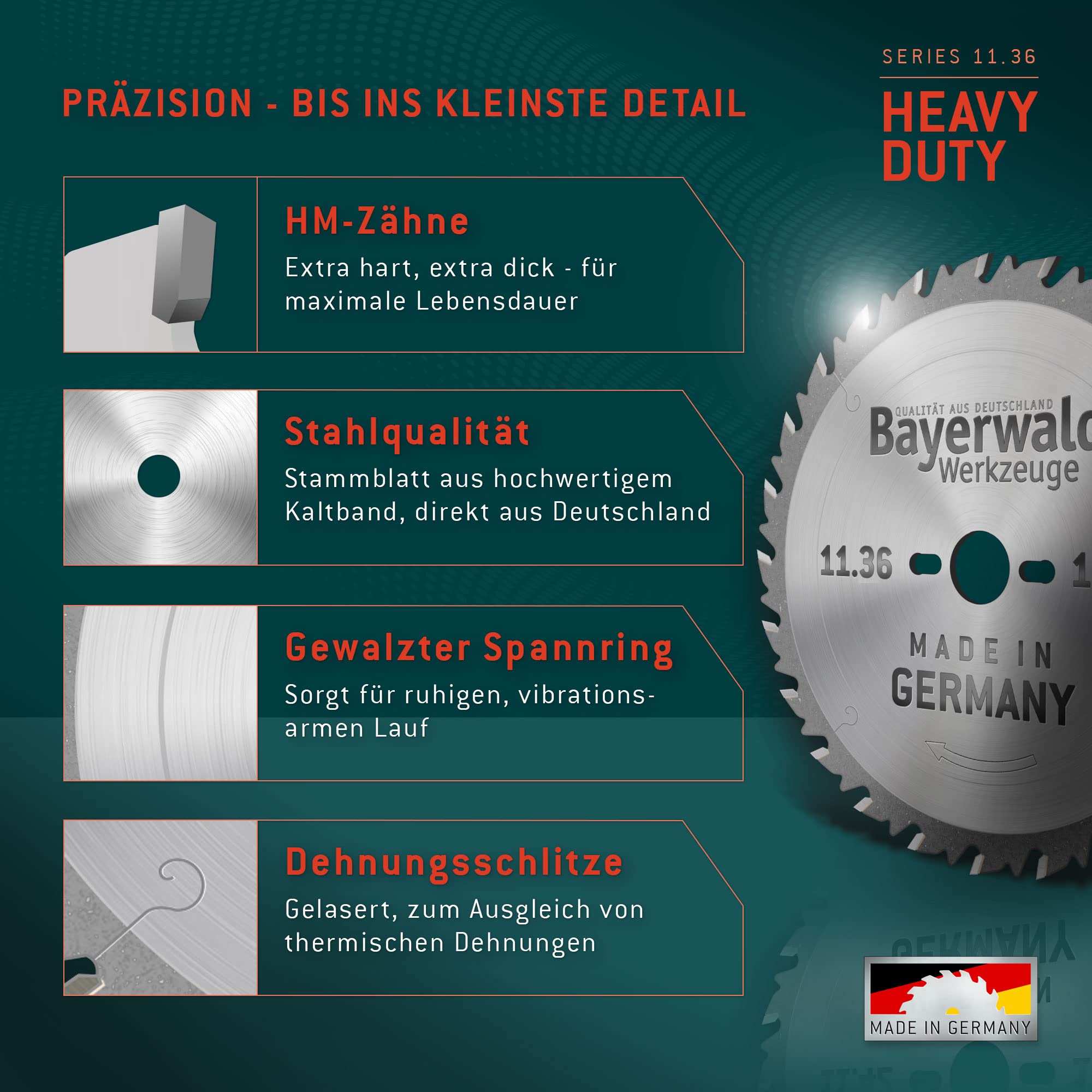 Bayerwald - HM tarcza do piły tarczowej - Ø 355 mm x 2,6 mm x 30/25,4 + 30/20 mm | ząb zmienny (36 zębów) | otwory kombinowane | do jednorazowego użytku na budowach