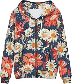 Allcute Novelty Graphic Print Women Hoodies Fall Jacket with