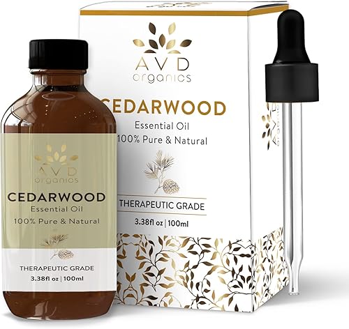 AVD Organics Aceite esencial de madera de cedro, aceite de cedro puro y natural, de grado terapéutico, para la piel y el enfoque, aroma amaderado y